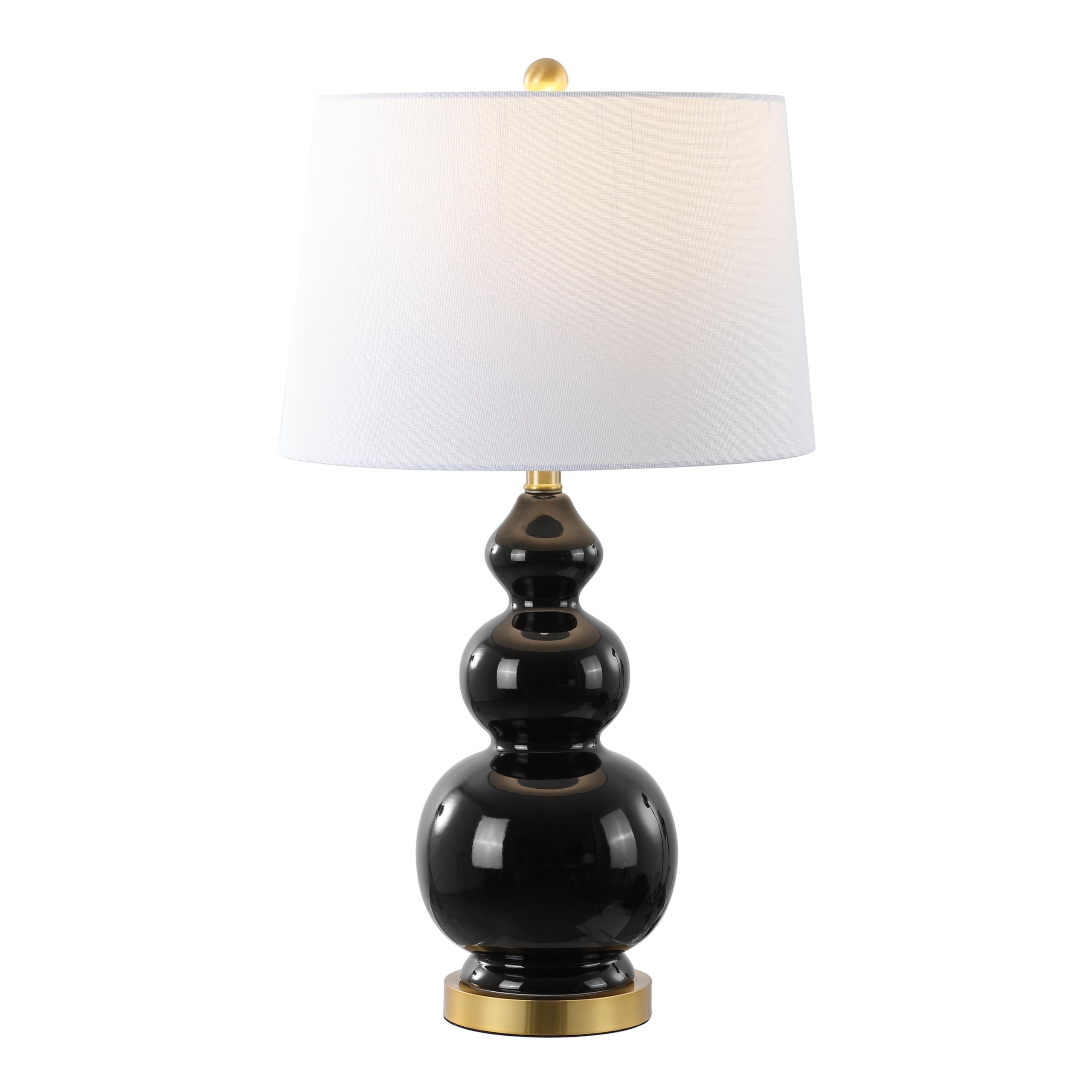 JONATHAN Y JYL4023C Bowen 27.5'' Contemporary Transitional Ceramic Gourd LED Table Lamp, Black/Brass Gold for Bedroom, Living Ro