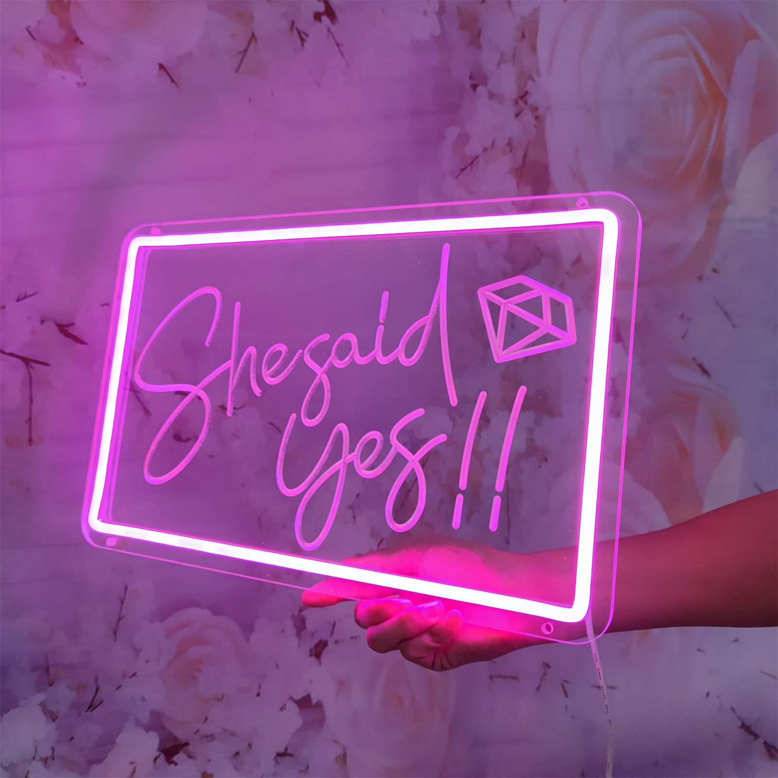 She Said Yes Neon Sign Decorations, Propose Engagement Party Decor Signs for Wedding, Bridal Shower, Bedroom, Bar Pub, Will You