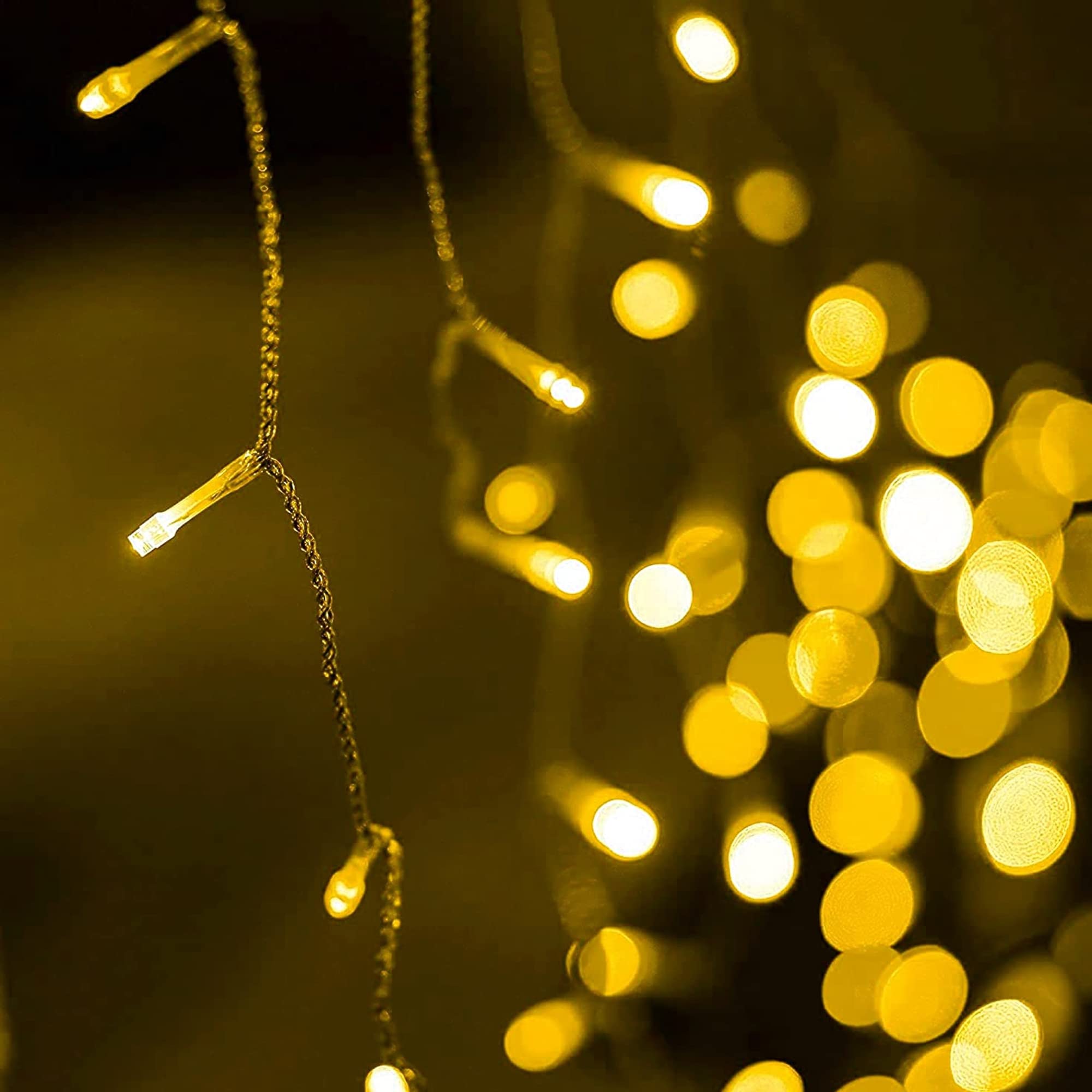 Dazzle Bright 360 Led Christmas Icicle Lights, 29.5 Ft 8 Modes Curtain Fairy Lights With 60 Drops, Connectable Xmas String Light