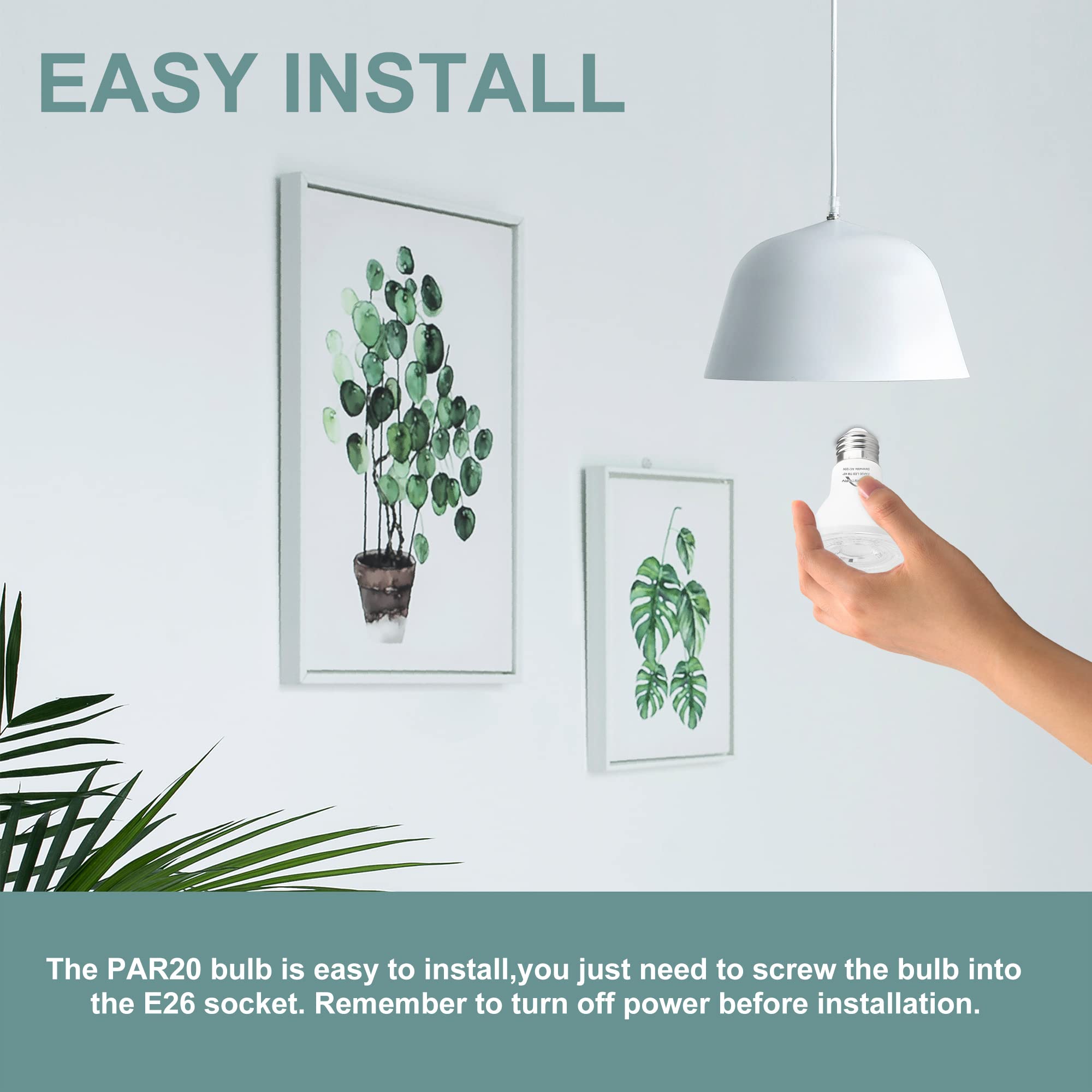 Lumstory 12-Pack Dimmable Par20 Led Bulbs, 3000K Warm White, 600Lm, E26 Narrow