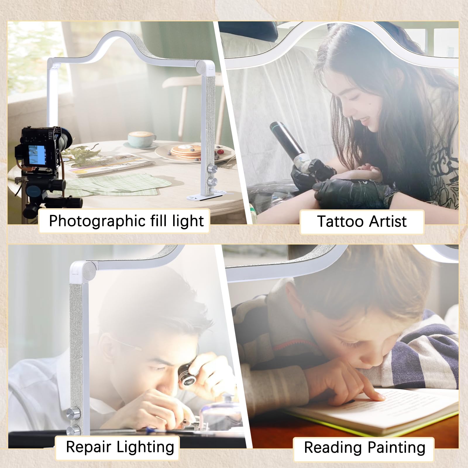 Kedao Nail Light For Desk Half Moon Light For Nail Desk 34Inch Foldable Led Table Lamp Manicure For Table Adjustable Dimmable Ha