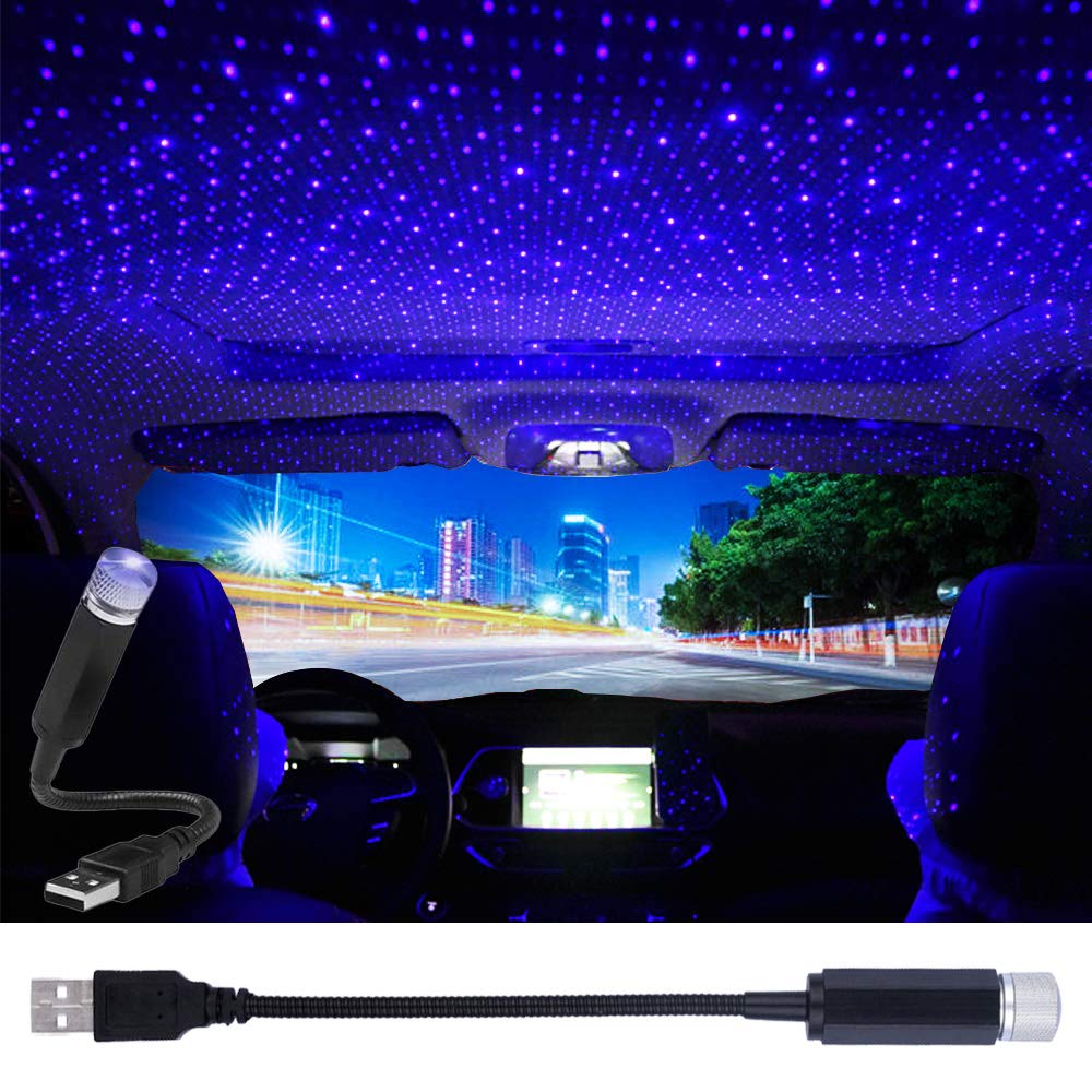LEDCARE USB Star Projector Night Light, Portable Adjustable Car Roof Lights, Violet Blue, Model SP-2, Aluminum