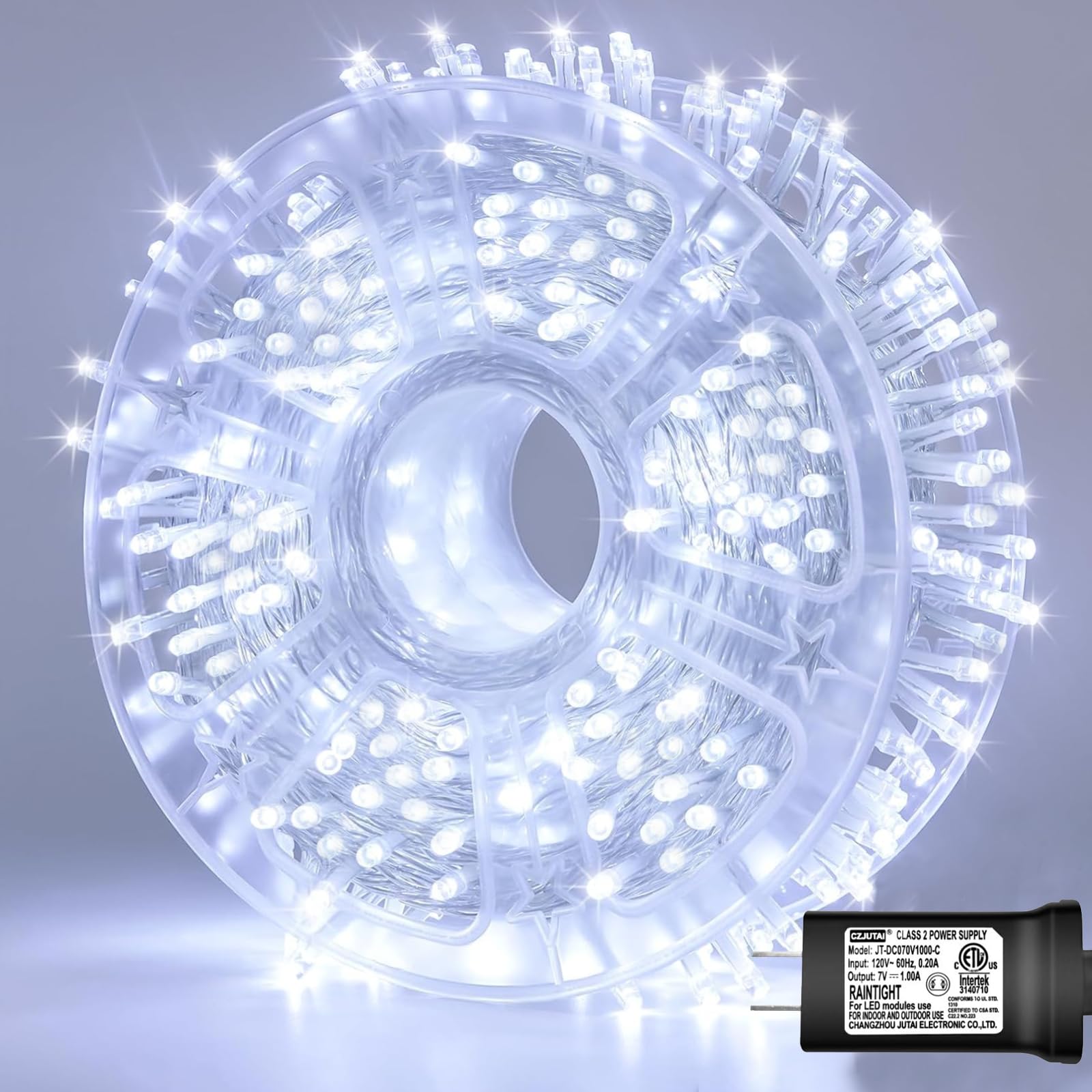 YEGUO 165ft 500 LED White Christmas Lights Outdoor Waterproof, Clear Wire String Lights Indoor, Twinkle Tree Lights Plug in with