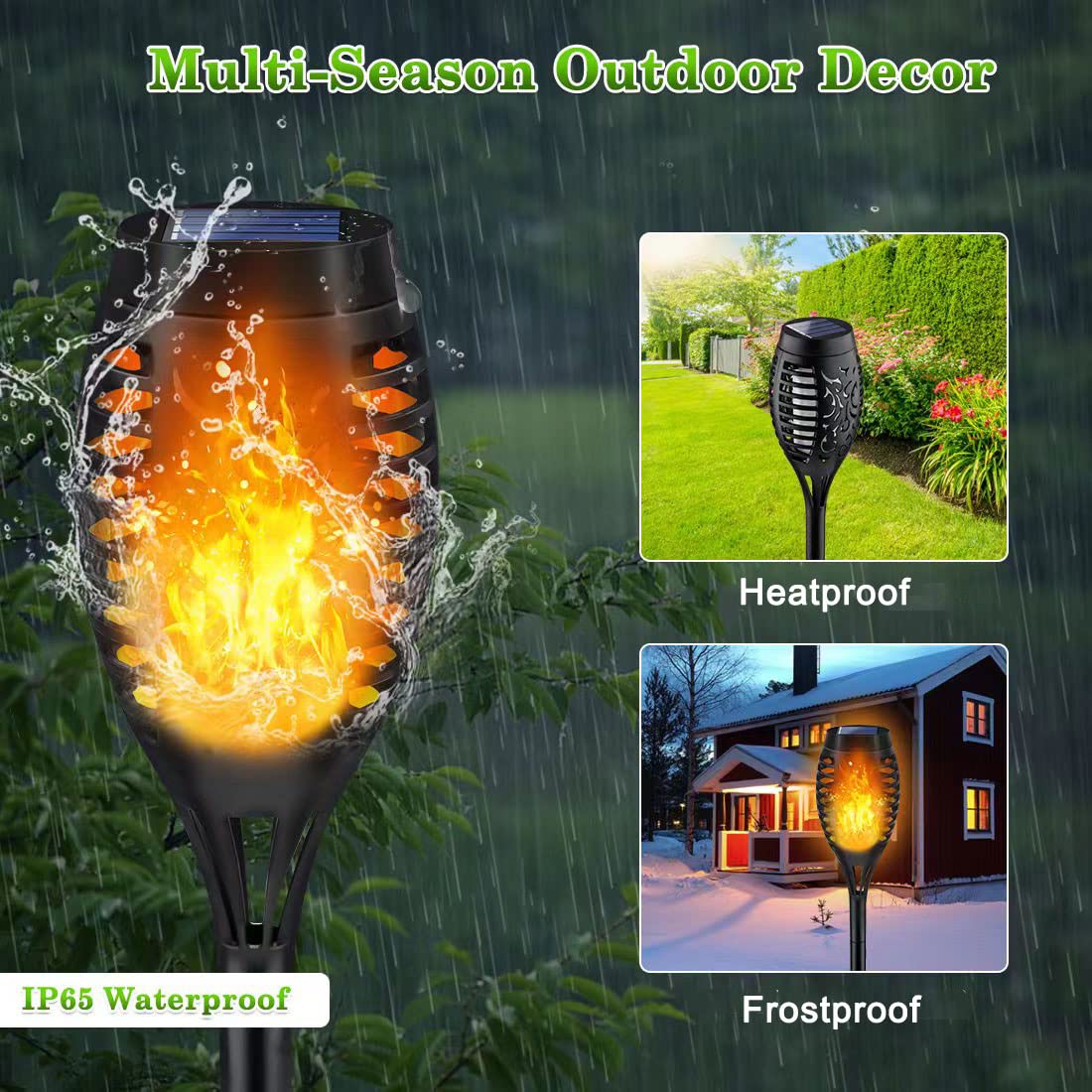 Lnryy 6-Pack Solar Torch Lights With Flickering Flame - Waterproof Outdoor Garden Decor
