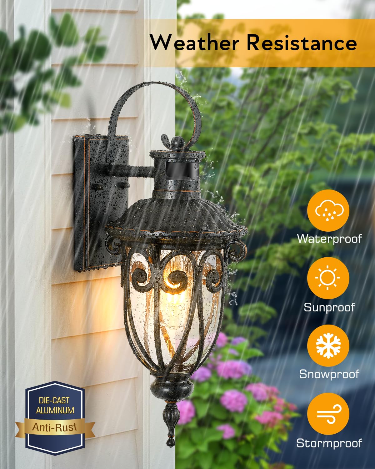 Vianis Outdoor Motion Sensor Light, Dusk To Dawn Outdoor Light Fixtures, 2 Pack Outside Lights For House, Anti-Rust Bronze Outdo