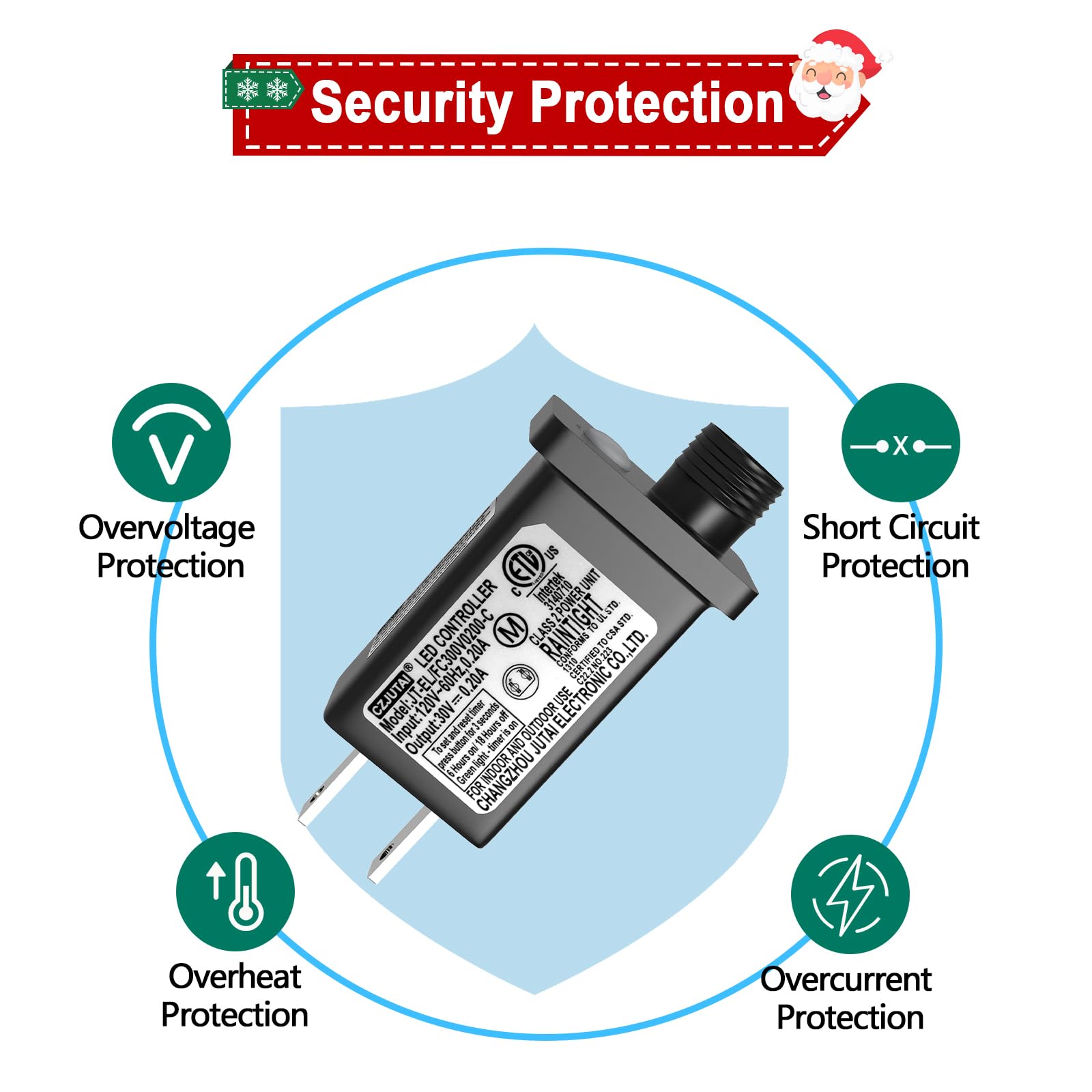 Ffzzkj 30V 6W 0.2A Led Transformer Replacement Class 2 Power Supply For Christmas String Lights Plug Ip44 Waterproof Led Control