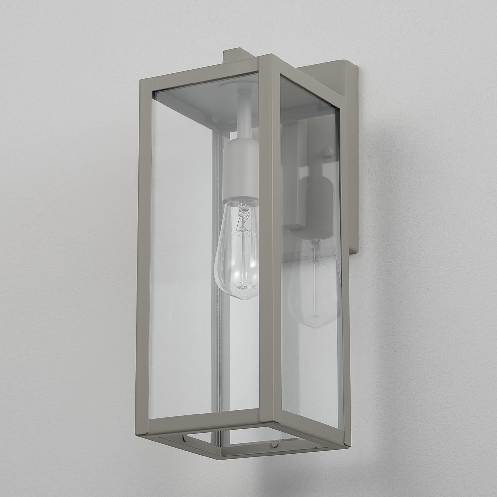 Globe Electric Bowery 1-Light Wall Sconce, Matte Gray, Metal, Clear Glass Shade, Model 44838