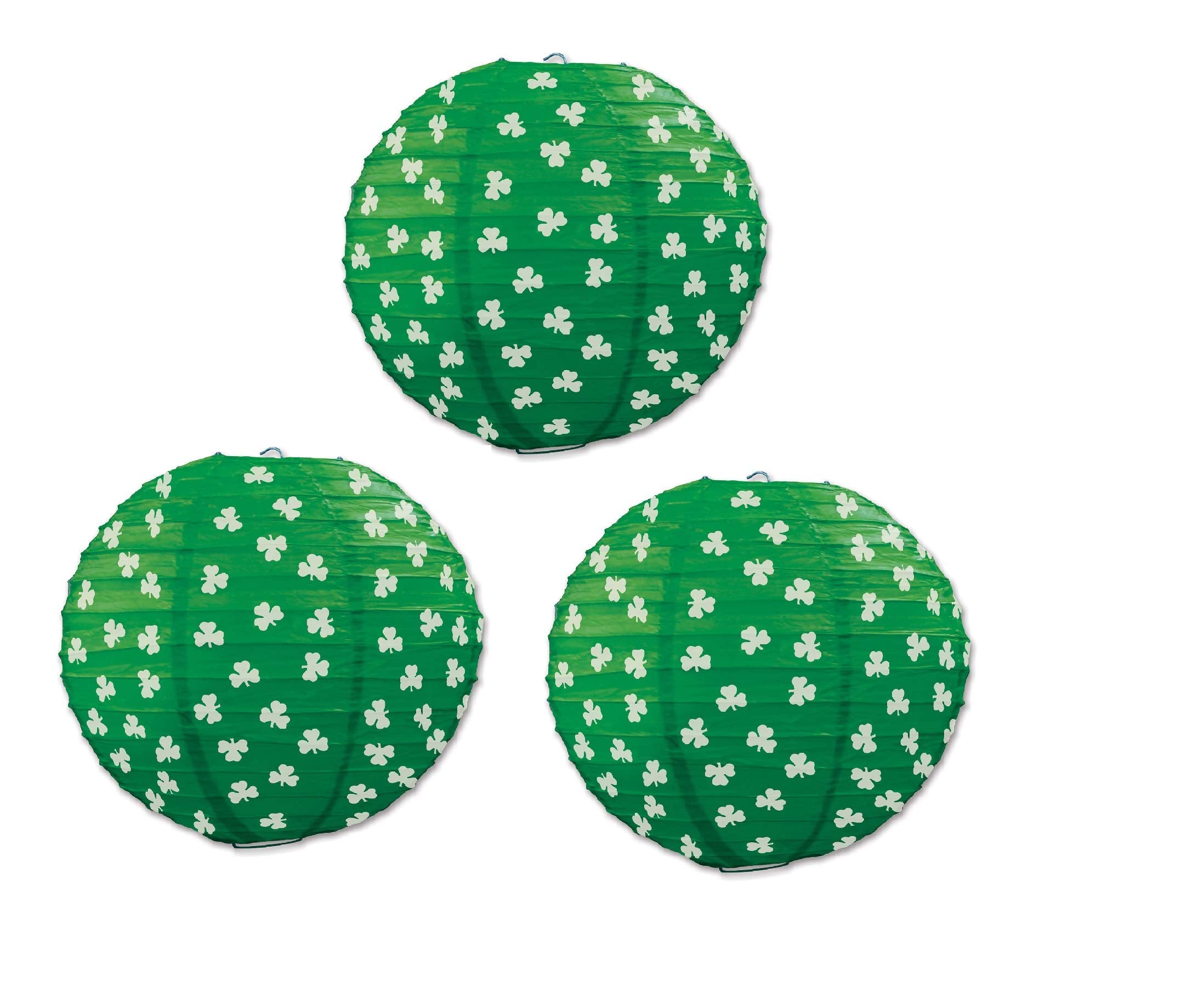 Beistle 3-Pack Shamrock Paper Lanterns, 9-1/2-Inch