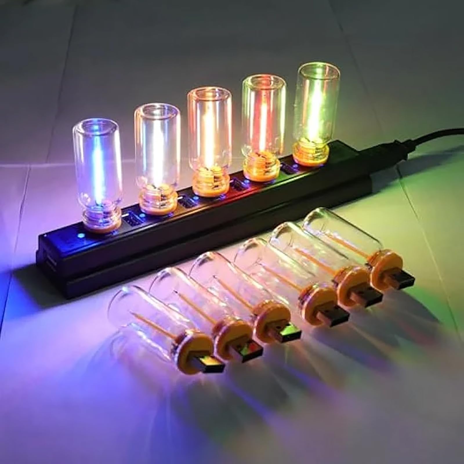 OVLADA Retro Car Lamps - Touch Control USB LED Interior Lights, Mini Acrylic Night Lamp, Red, Model LIGHT-1