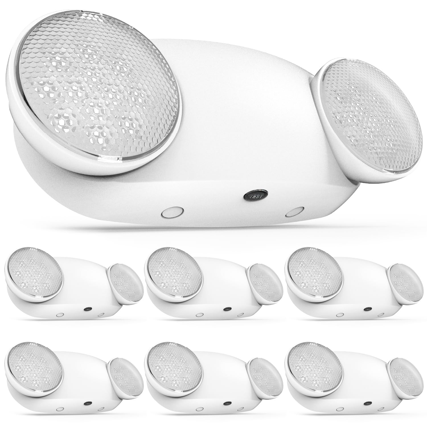 Sunco 6 Pack Emergency Light Outdoor LED, Backup Battery, Two Adjustable Bug Eye Head Lights, 94V-0 Fire Resistant, 6500K, 200 L