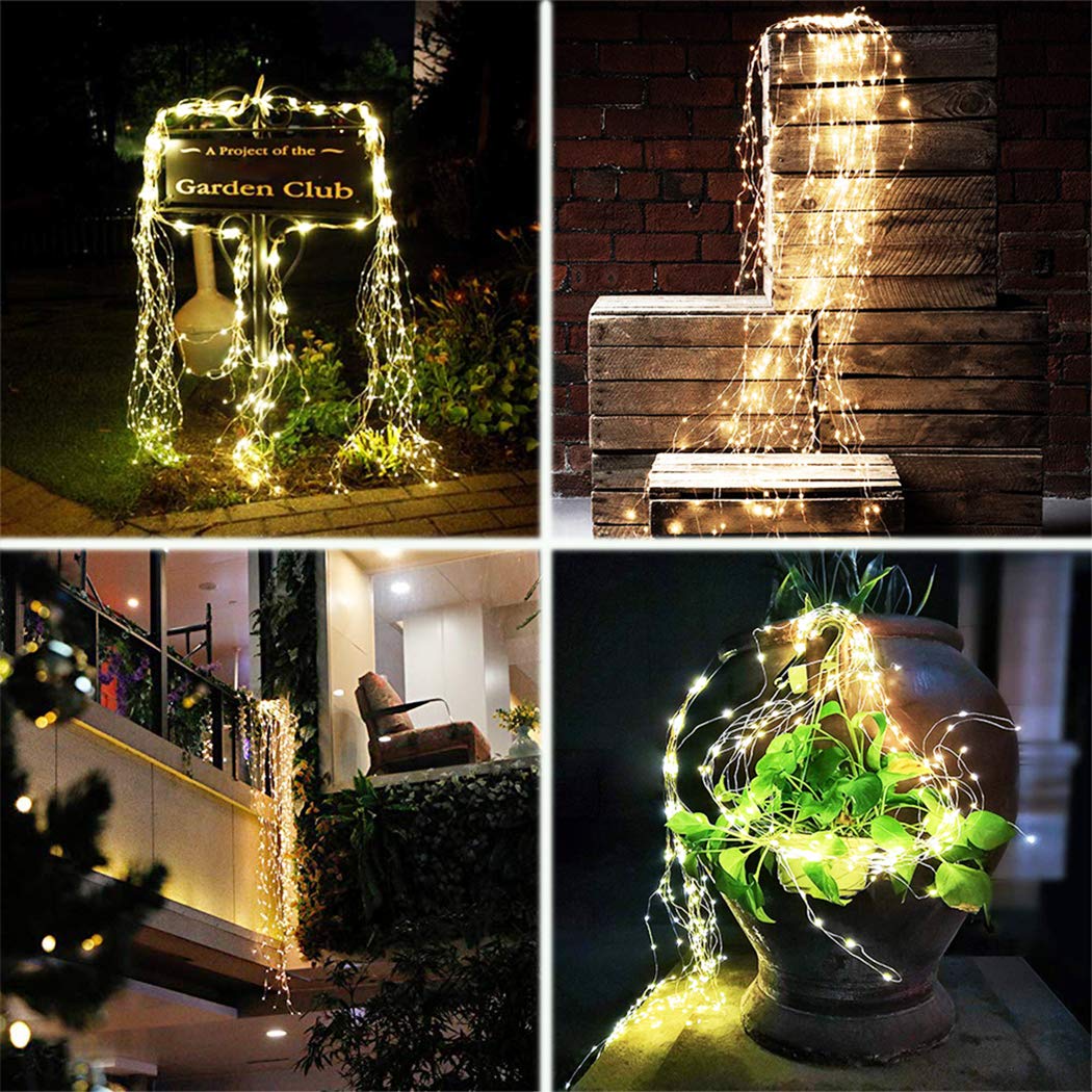 Shukan 2 Pack 220 Led Firefly Bunch Lights, 8 Flashing Modes Waterproof Copper Wire Waterfall Lights, Fairy Lights For Indoor Ou