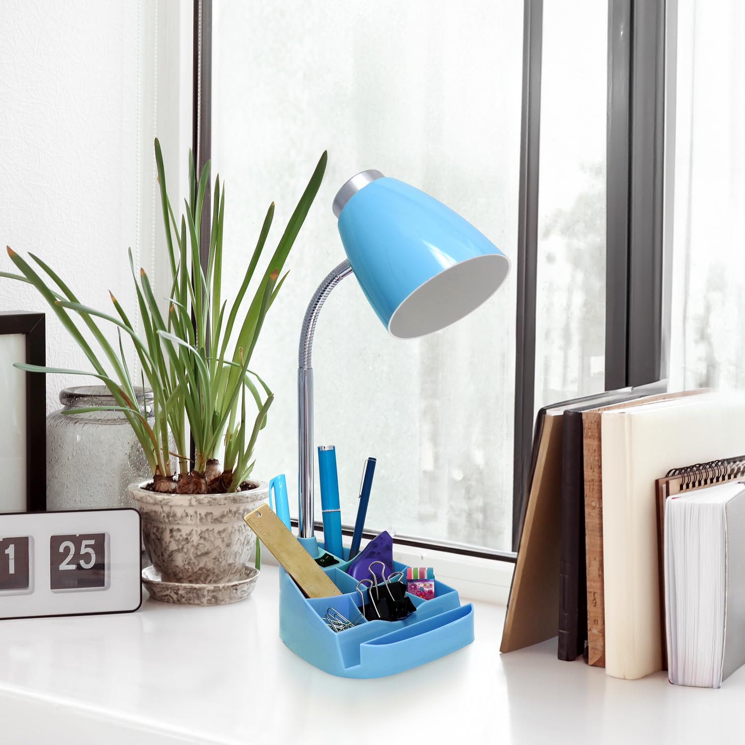 All The Rages Creekwood Home 18.5'' Blue Flexible Gooseneck Organizer Plastic Desk Lamp