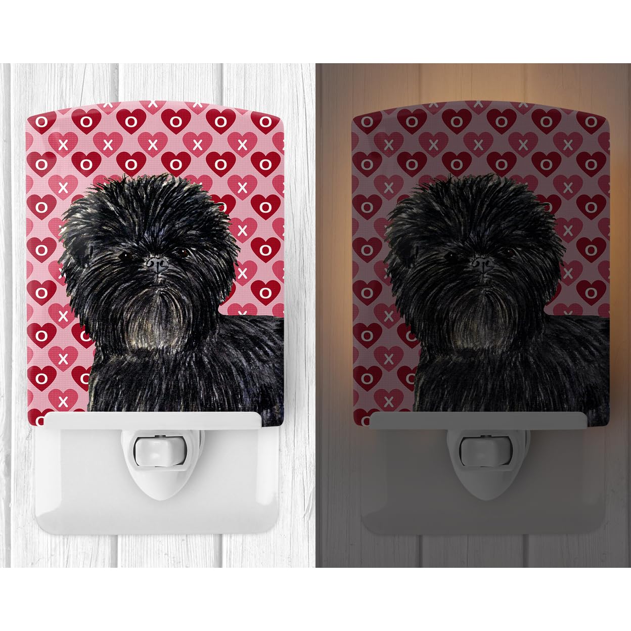 Carolines Treasures Ceramic Night Light Affenpinscher Hearts, 6x4x3in, Multicolor, Model SS4511CNL, UL-Certified for Bedroom, Bathroom, Nursery