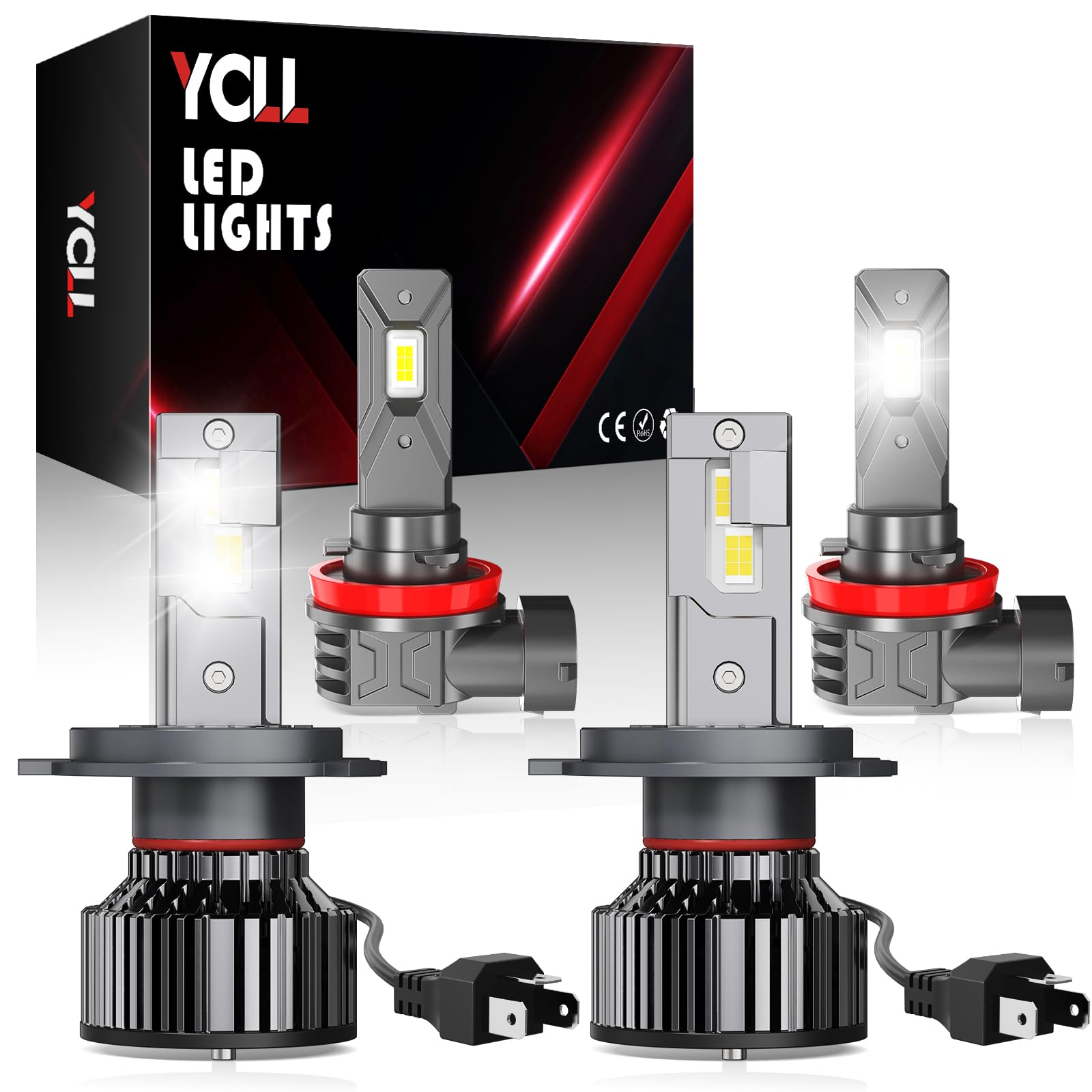 YCLL Compatible with Hon-da CR-V CRV 2007 2008 2009 2010 2011 2012 2013 2014 LED Combo Pack 6500K 500% Brightness 70W 4 Pack