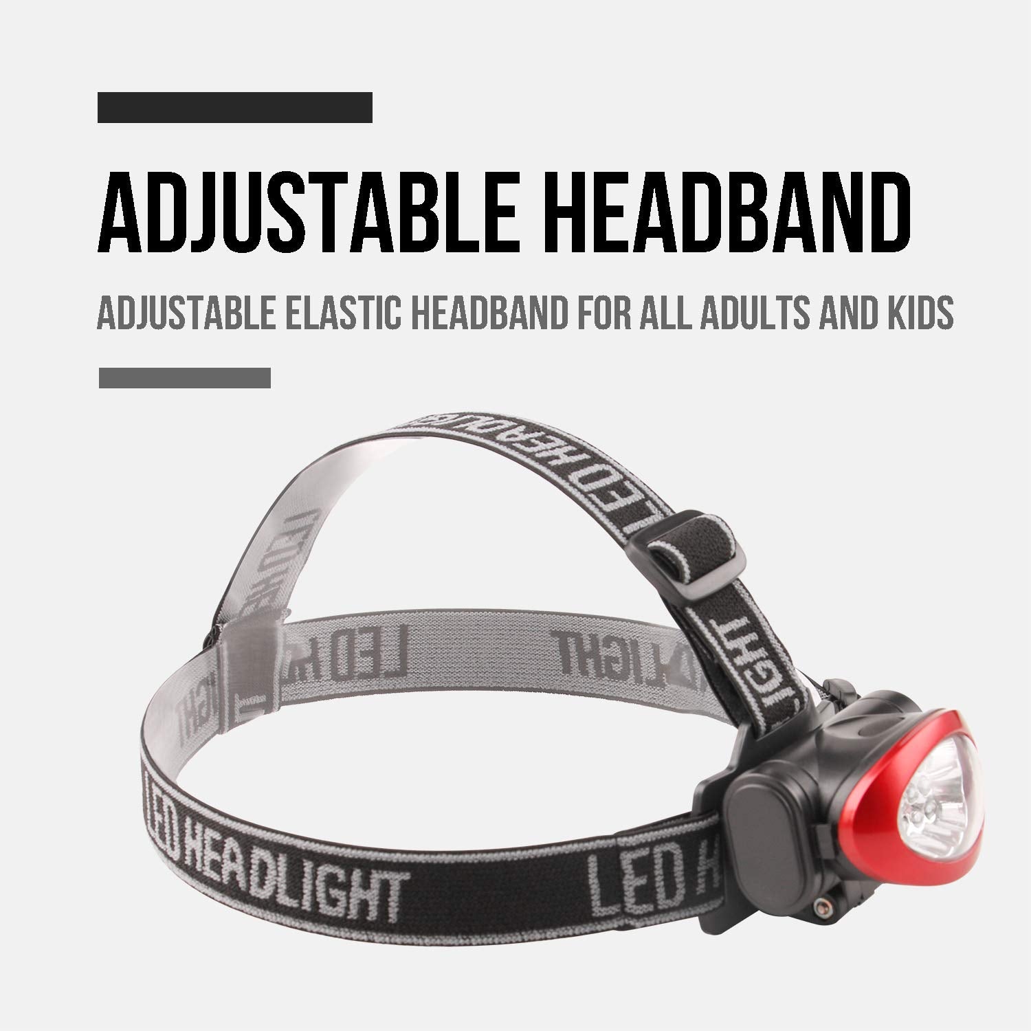Lichamp Headlamp 10 Pack 12 LED 3 Mode Portable Flashlight Large Polycarbonate Black + Red Color Model 43510-16666
