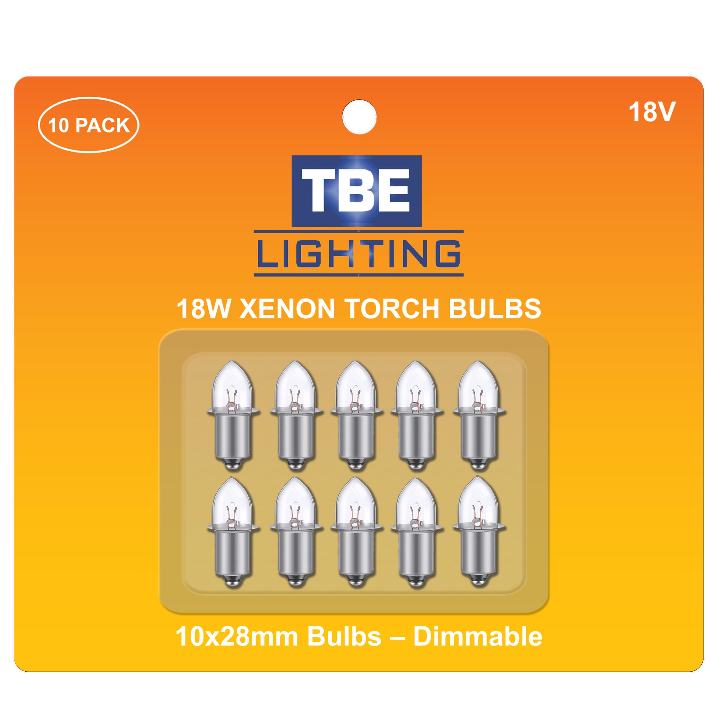 TBE LIGHTING Replacement 18V Xenon Flashlight Bulbs, Pack of 10 Energy Flashlight Bulbs Compatible with 18 Volt Cordless Work Li