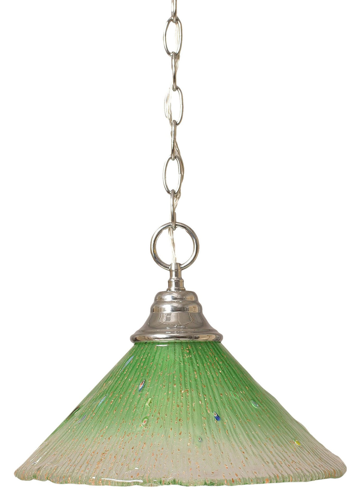 Toltec Lighting 10-Ch-447 Chain Hung Pendant With 12&quot; Kiwi Green Crystal Glass, Chrome Finish