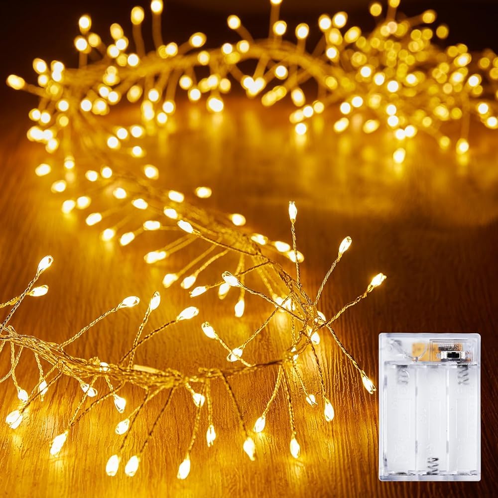 Brightown 2 Pack 10 Ft Fairy Lights, 120 LEDs, Silver Copper Wire, Warm White, Indoor Outdoor Christmas Decorations