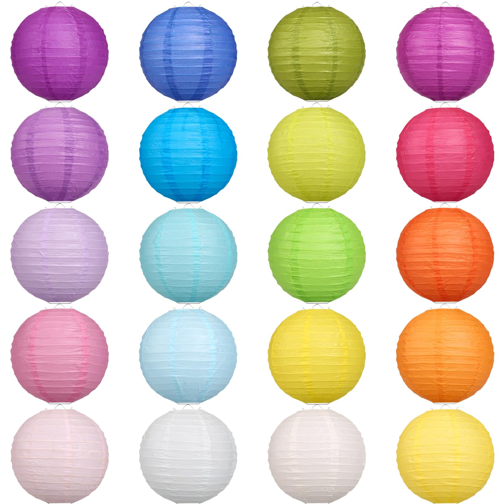Lihao 20Pcs 10&quot; Multi-Color Paper Lanterns - Decorative Hanging Lamps For Home, Parties, Weddings