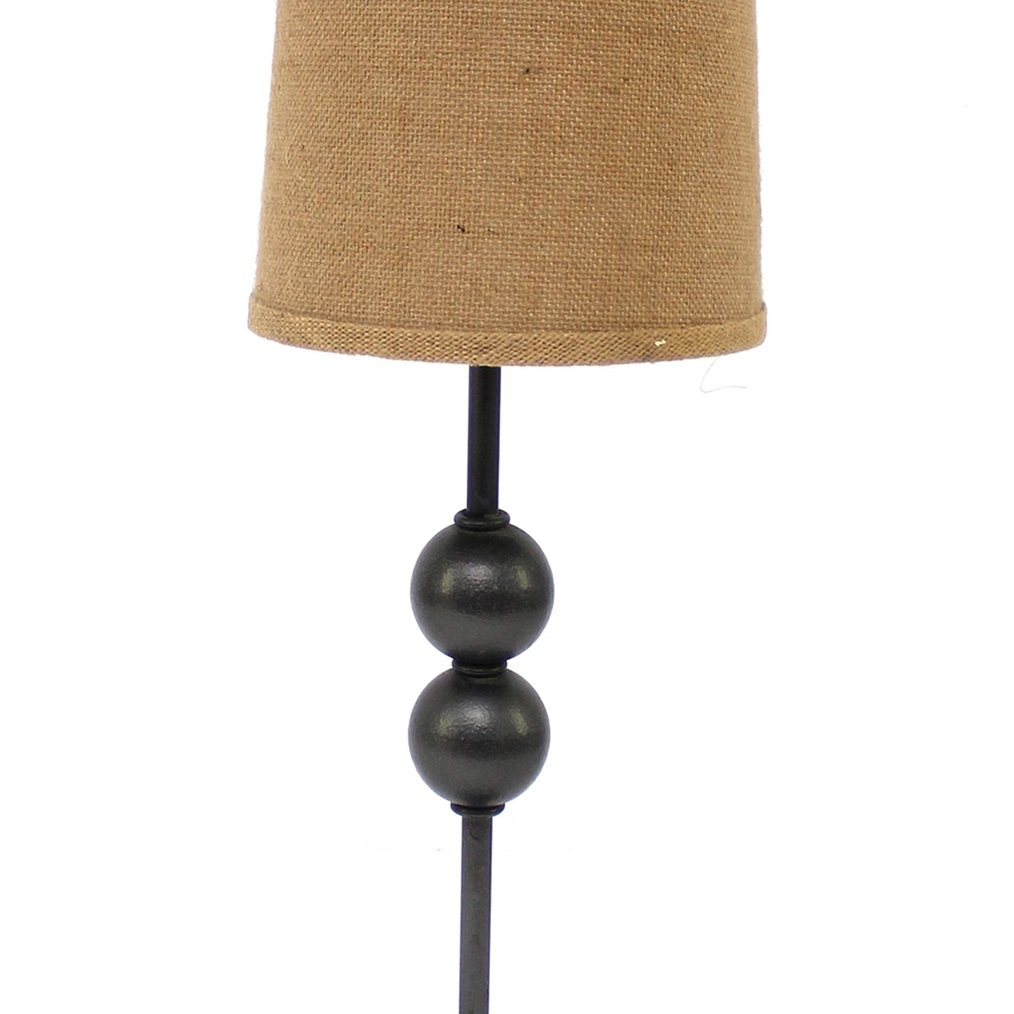 Benzara Metal Spindle Design Table Lamp, Cone Shade, Round Base, Black, Model BM217233