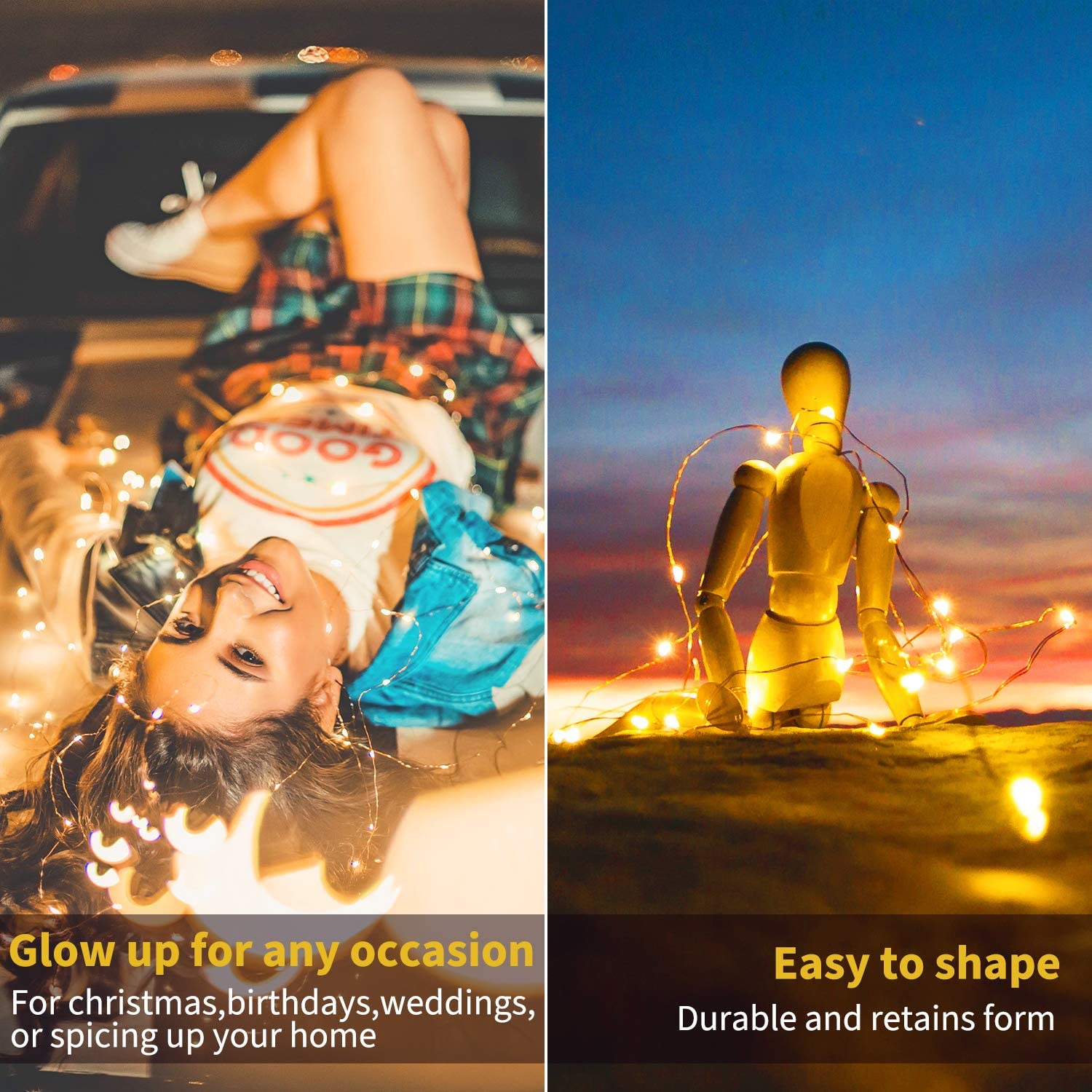 Brightown Outdoor Solar String Lights, 6 Pack 33Feet 100 Led Solar Powered Fairy Lights With 8 Modes Waterproof Decoration Coppe