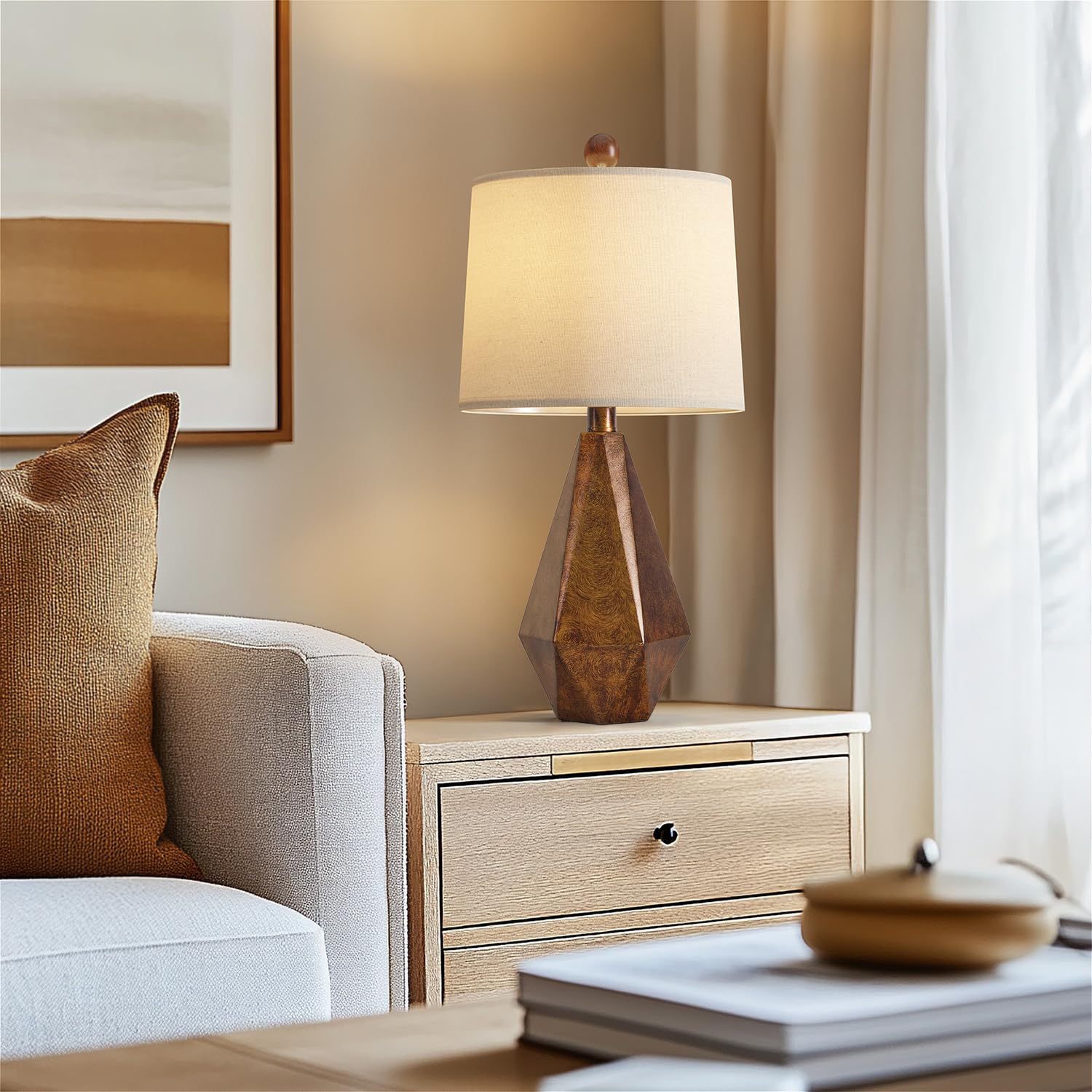 Pokat 20.25'' Farmhouse Table Lamps Set Of 2 For Night Stands, Vintage Bedroom Lamps For Bedroom Living Room, Retro Bedside Lamp