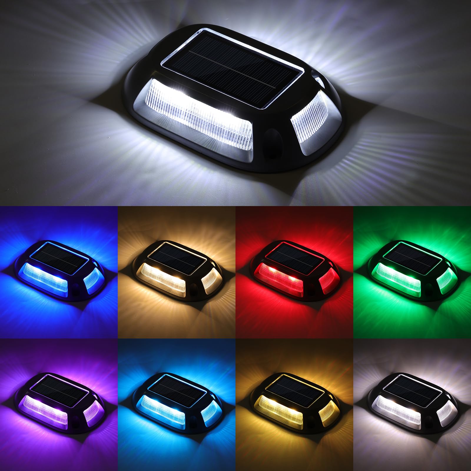 VOLISUN Solar Driveway Lights 12 Pack, IP67 Waterproof, RGB Colors, Model 21433ZM
