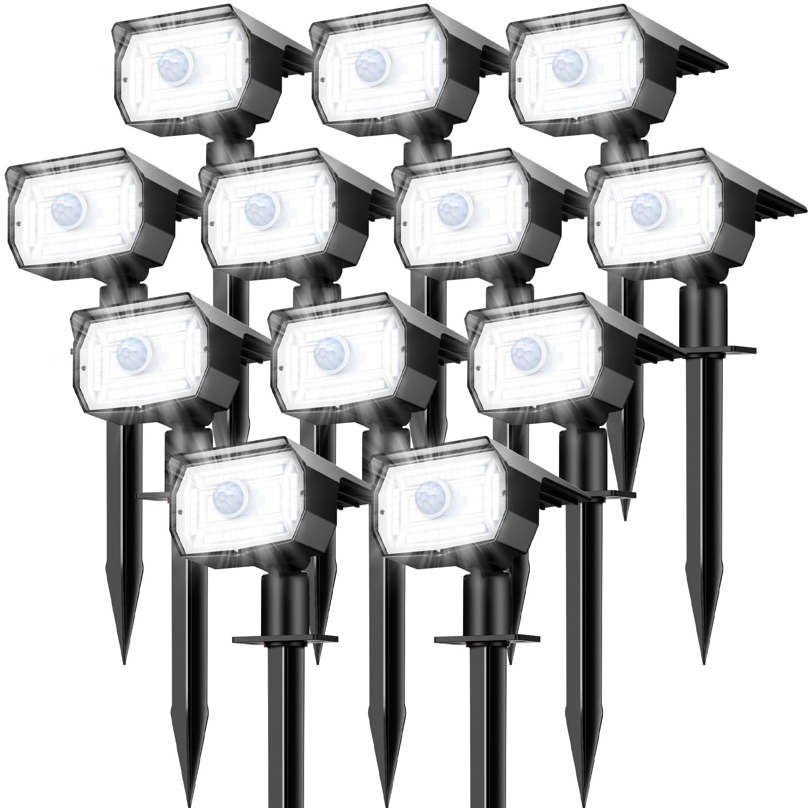 Solar Spot Lights Outdoor Motion Sensor with 3 Modes, [ 12 Pack/56 LED ] 2-in-1 Auto On/Off Solar Landscape Lighting for Outside