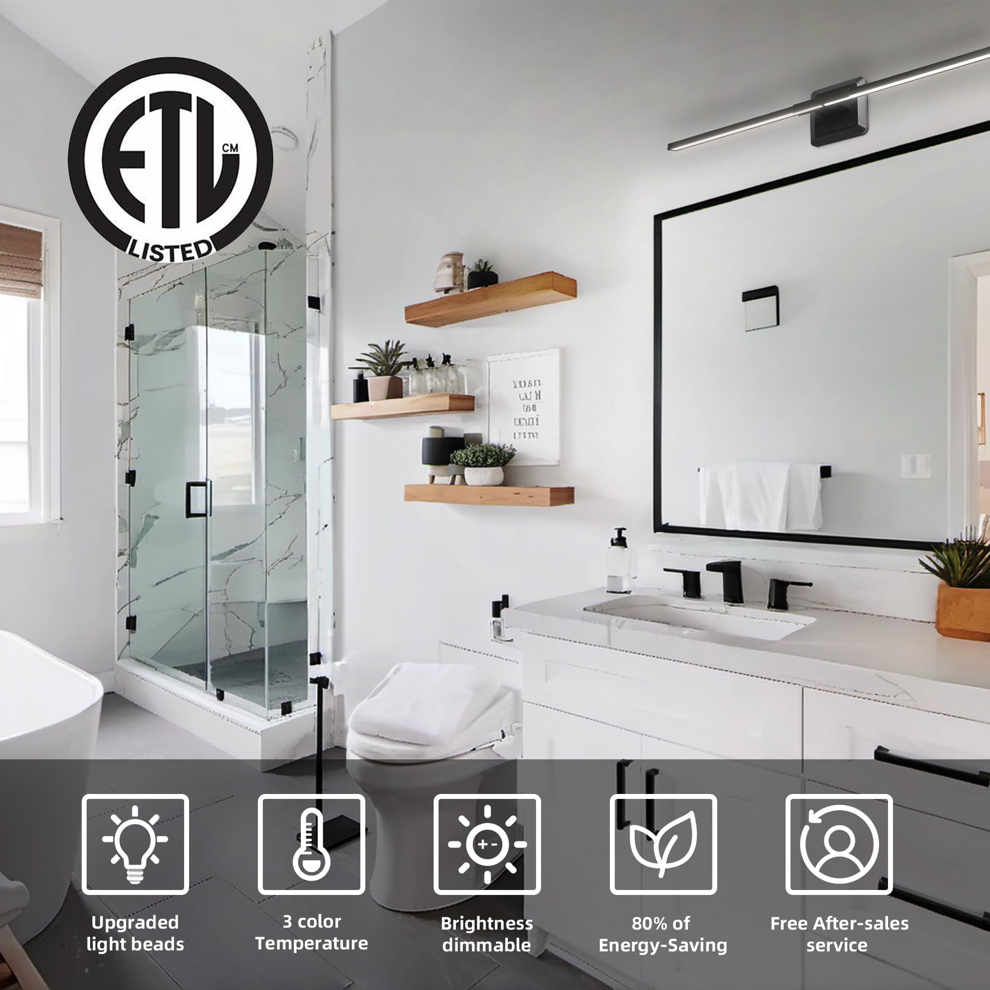 kelinvmi Vanity Lights for Bathroom, 12W Dimmable, 15.7 inch Aluminum, White, Model KLM-BVL-18W236