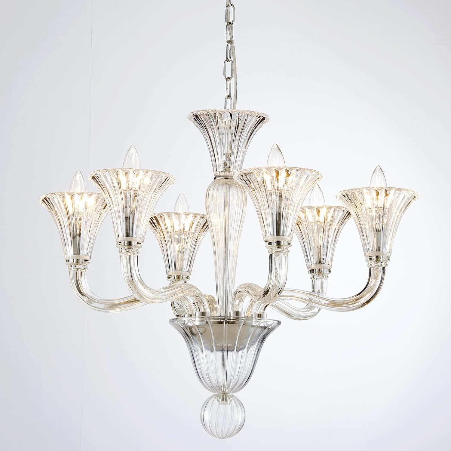 Saint Mossi 6 Light Crystal Chandelier, Modern Dining Room Lighting Fixture, Clear Crystal Pendant Light For Bedroom Livingroom,