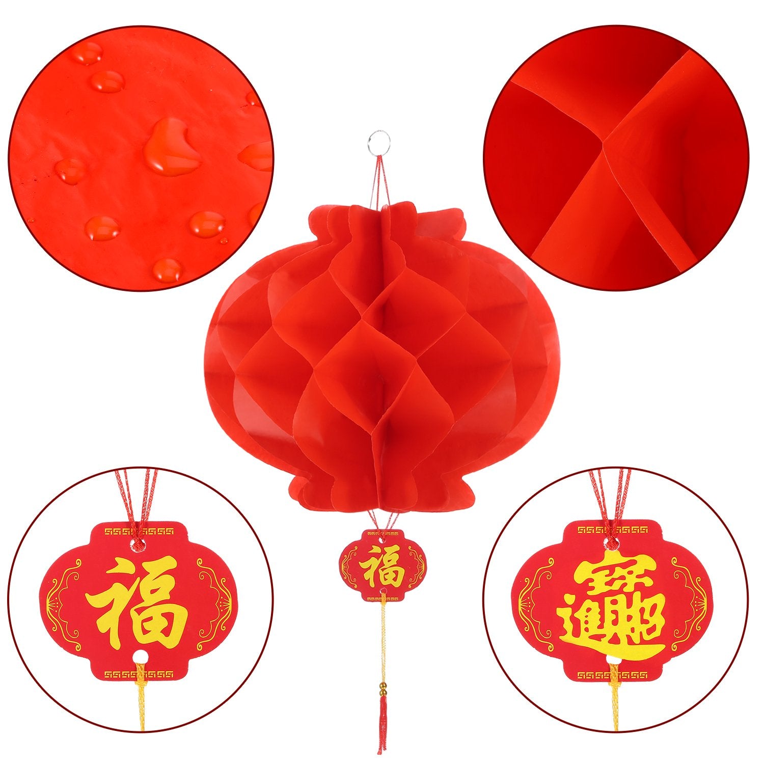Bememo 20 Pieces Chinese New Year Red Paper Lanterns Thickened Encryption Chinese Hang Lantern Decorations For Spring Festival N
