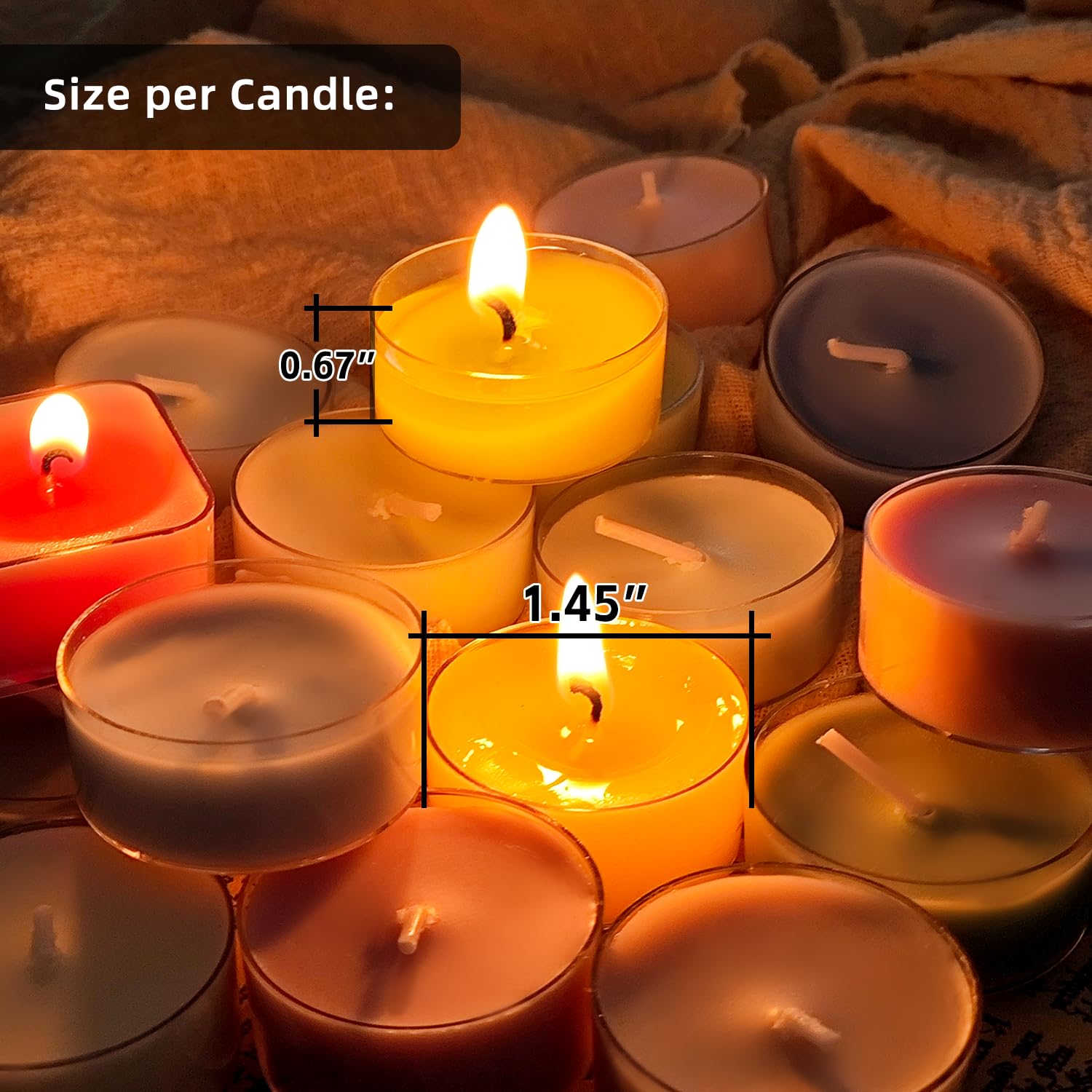 12 Pack Scented Tealight Candles, White Bee Wax & Soy Wax Blended Candle in Green, 2 Scents Fig & Pear and Wood Sage & Sea Salt,