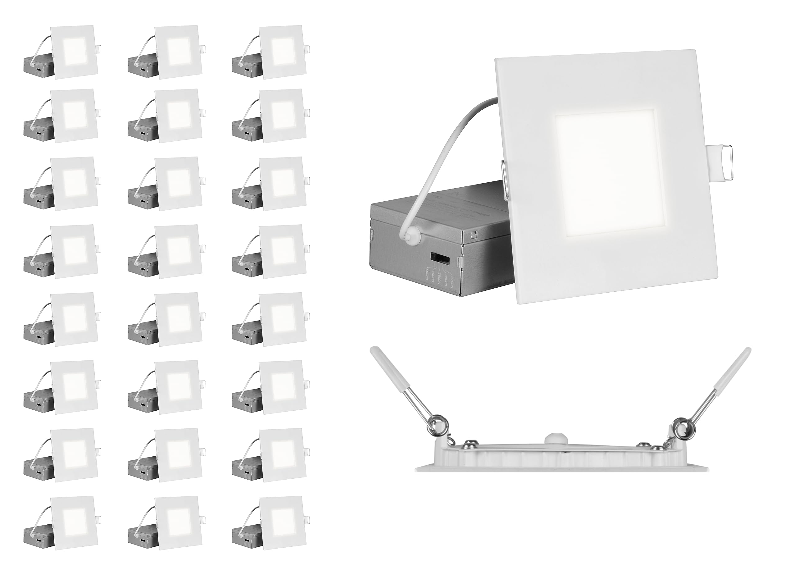 NICOR Lighting REL Selectable 4 in. Square Remodel LED Downlight Kit (24 Pack) (REL41120SSQWH-24PK), White