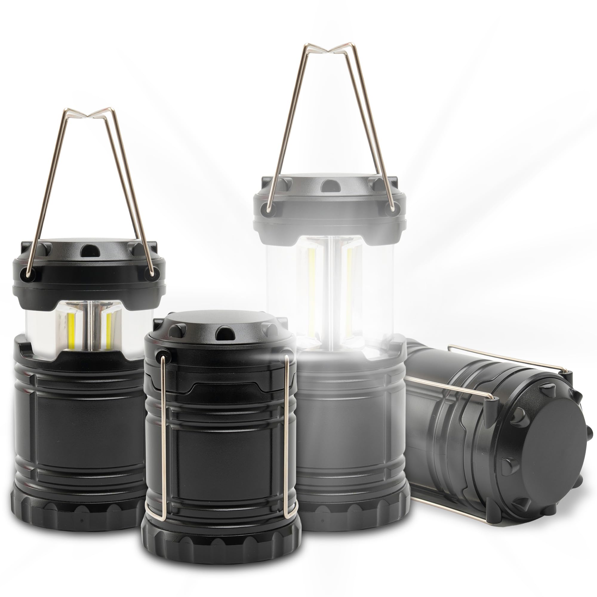 ATack LED Camping Lantern Battery Powered 4-Pack Camping Flashlight Lantern for Power Outages, Portable Collapsible Hanging Ligh