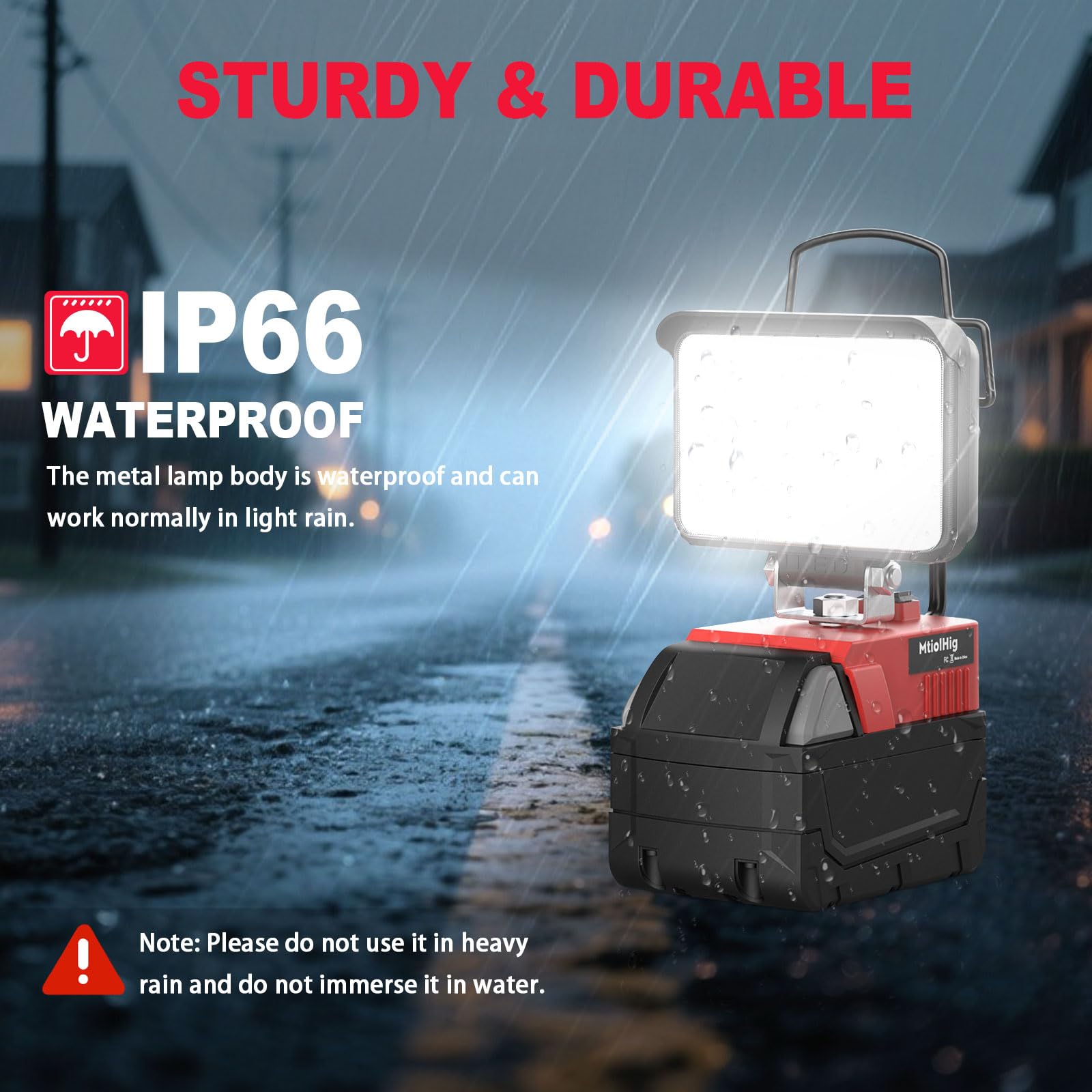 MtiolHig Cordless LED Work Light - 38W 3800 Lumen, Metal, Compatible with Milwaukee 18V Battery, USB & Type-C Charging, Portable