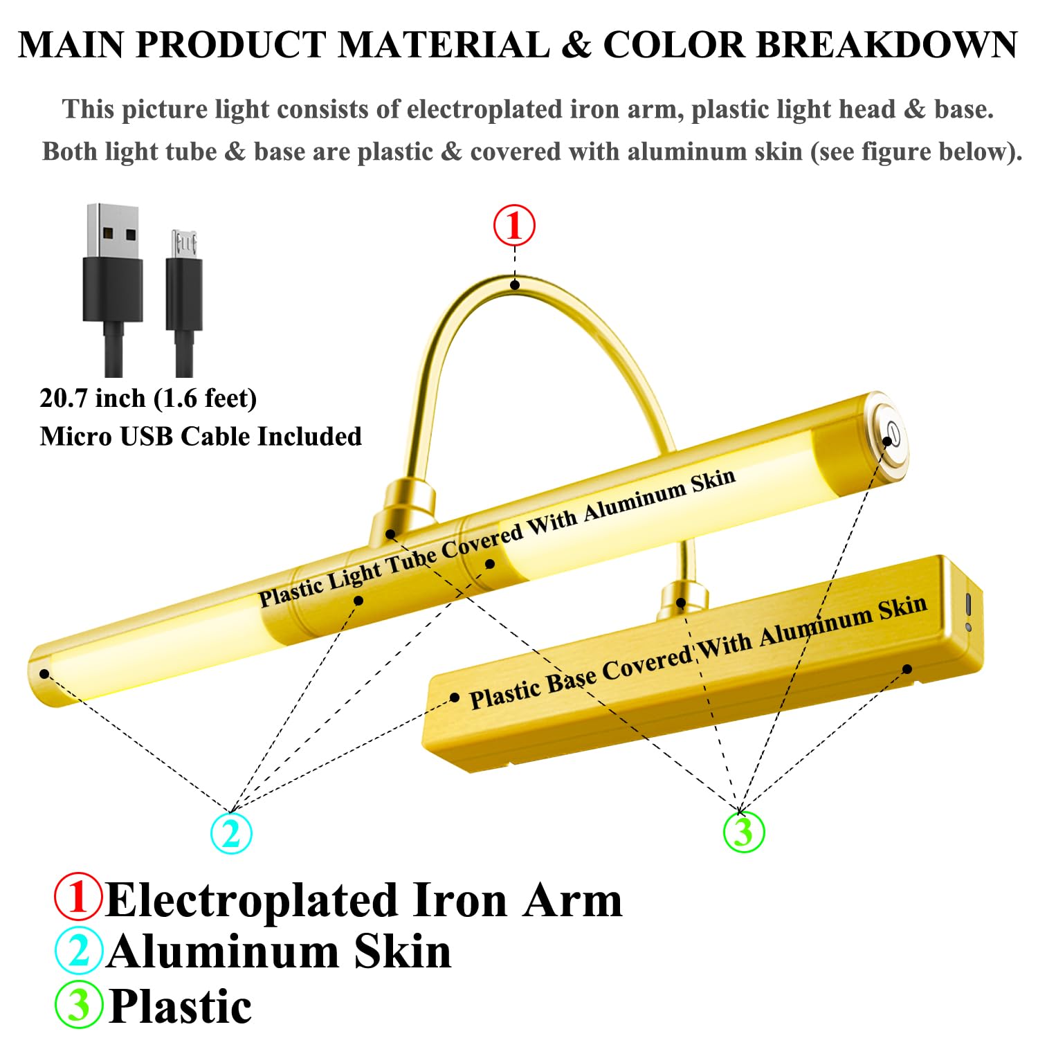 Bigmonat Wireless Picture Light For Paintings, Dimmable Dartboard Light With Remote And Timer, Rechargeable Battery Operated Dis
