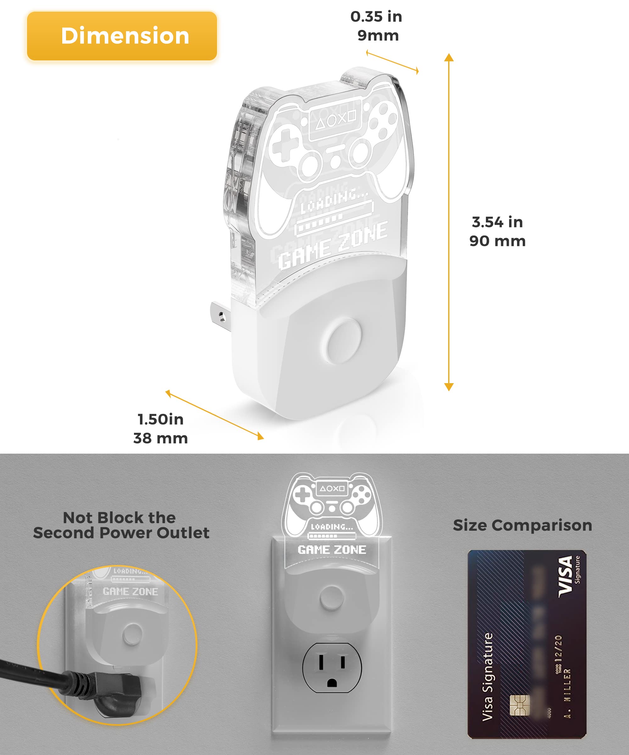 Led Game Sign Gamepad Shape Night Light, Plug In Night Light With Multi Color Personalized, Dusk To Dawn Sensor, Ideal For Boys,