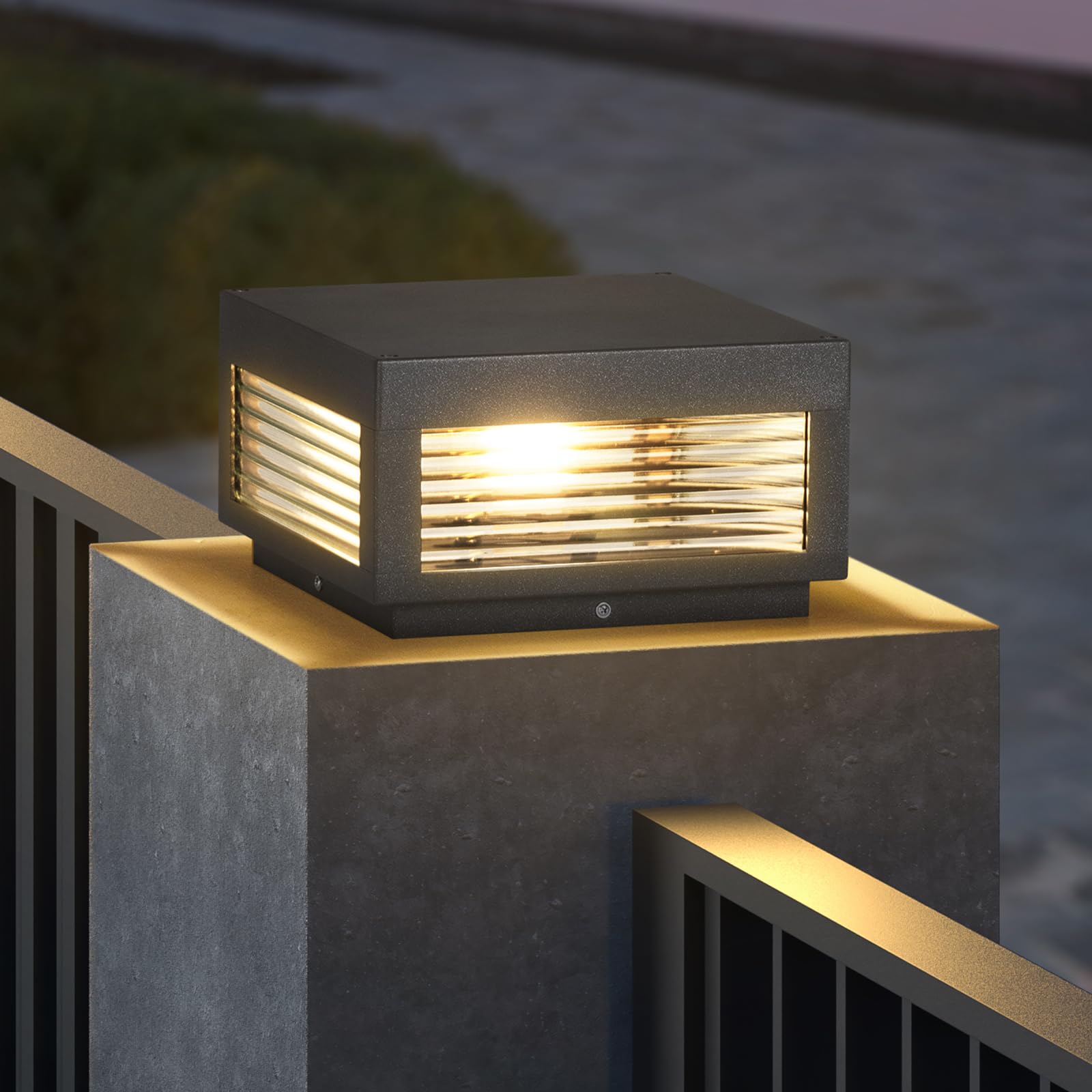 PAKEDANDUN Outdoor Post Lights, 9.84 Hard Wired Column Pillar Light Waterproof Modern Lamp Posts AC100-240V LED Square Lantern f