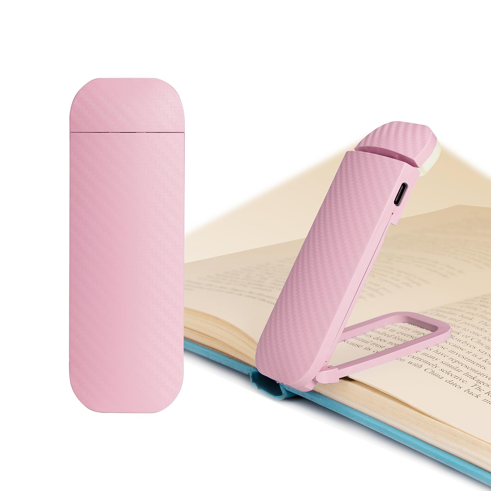 HEMONNKAM Clip on Book Light, Rechargeable Light for Night Reading in Bed, Pink