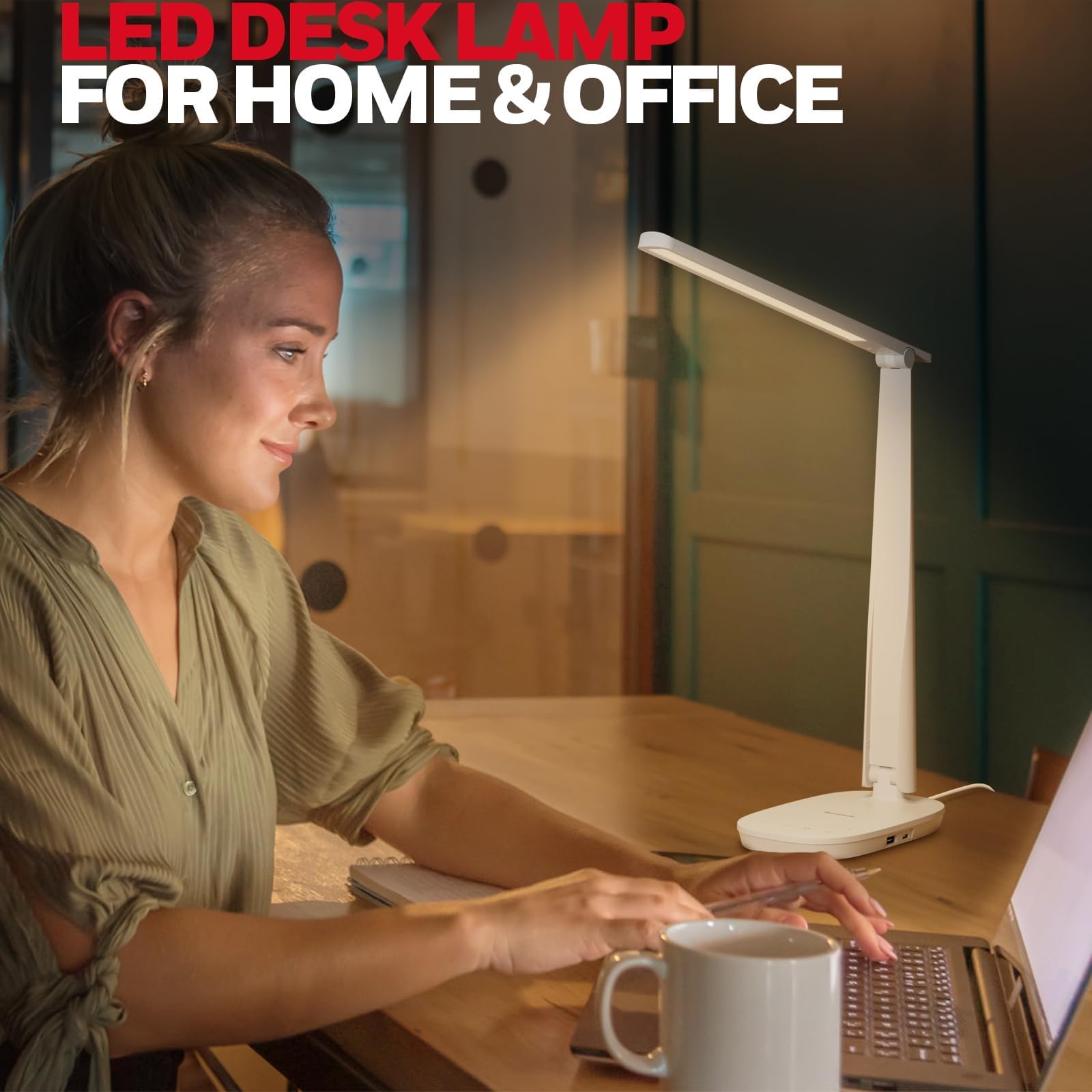 Honeywell Sunturaluxled Desk Lamp Dimmable Desk Light With Usb A+C Dual Charging Port Eye-Caring Foldable Table Lamp With 4 Colo