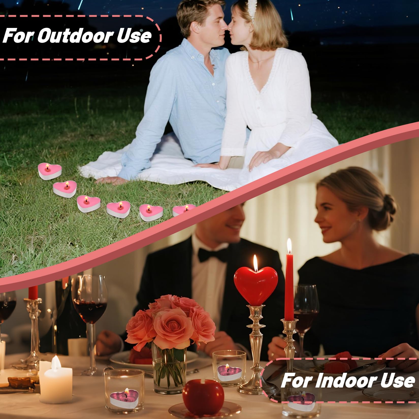 Maqihan Pink Tea Lights Candles- Pink Heart Shaped Tealight Candles - Soy Candle For Valentine  Dating  Weddings  Anniversaries  Candle Gift