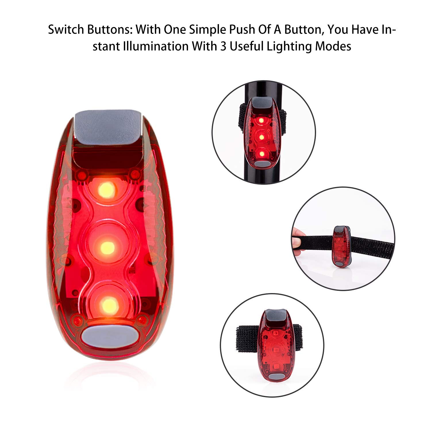 Awpeye 9 Pack LED Safety Lights, High Visibility Strobe for Running, Clip-On, Multicolor, Model 9GEHSJSD