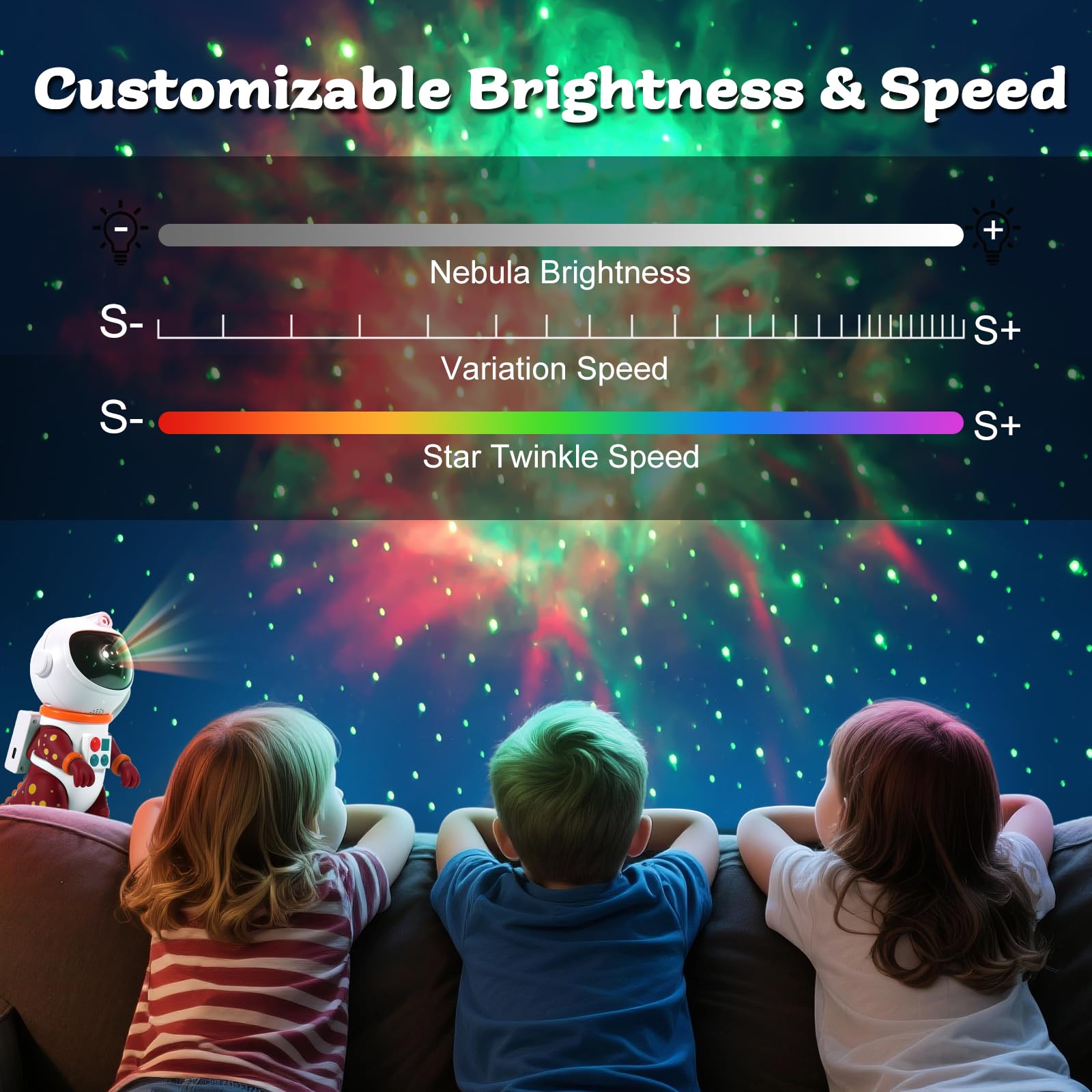 LOVME Galaxy Star Projection Night Light, Red Dinosaur Astronaut Projector, 8 Modes, Timer & Remote Control, Bedroom Decor for Kids