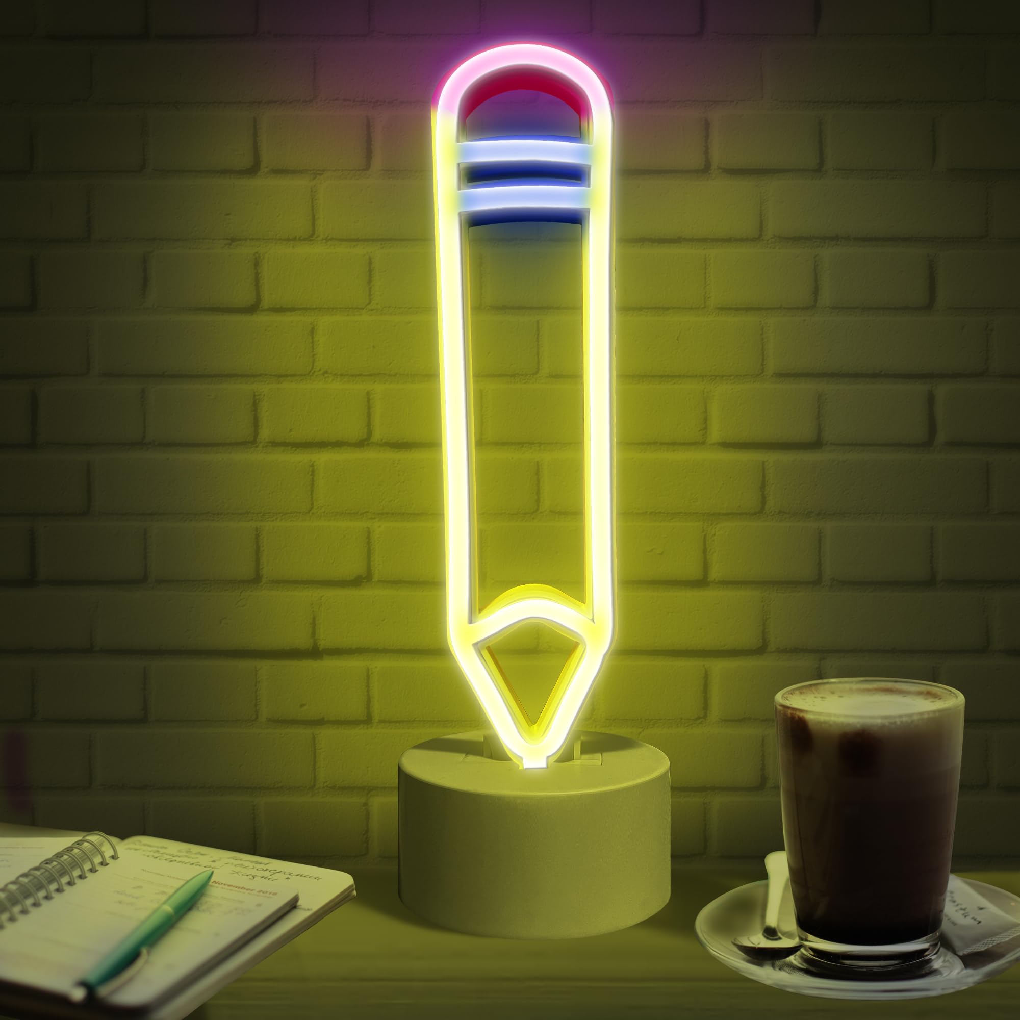 Lumoonosity Pencil LED Neon Sign - USB/Battery Powered Classroom Lamp - Plastic - Model NS-Pencil - Color: Pencil