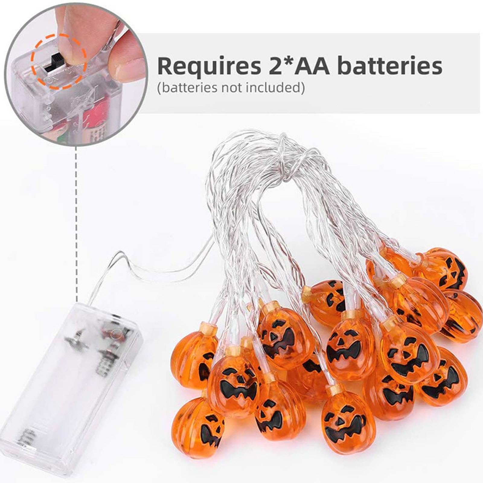TKYGU Pumpkin String Lights 20ft 30 LED Halloween Decorative Light Pumpkin Decorative String Light String Light Waterproof Hallo