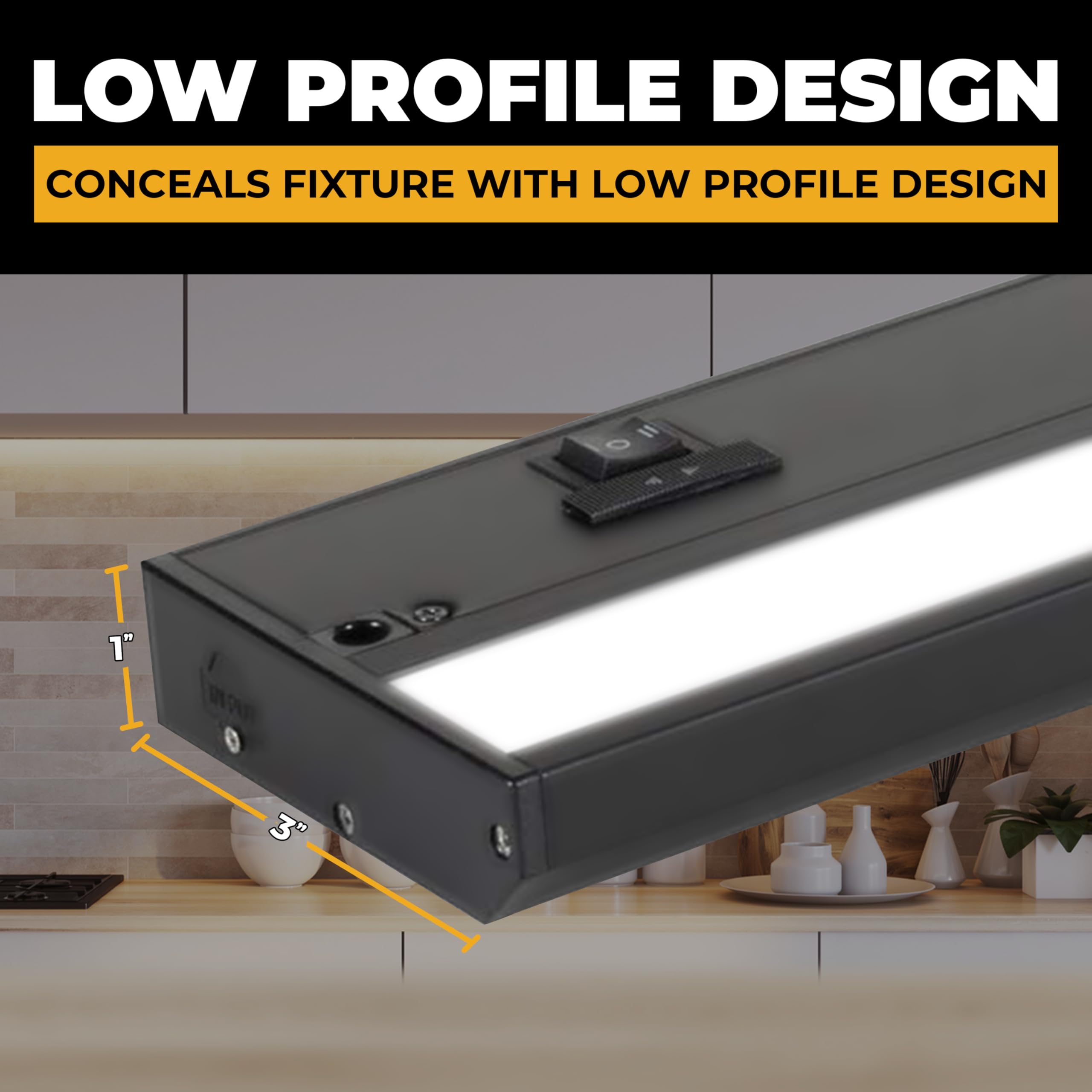 Nsl Led Under Cabinet Lighting - Dimmable, 12 Inch, Black Finish, 3 Color Temperatures (2700K/3000K/4000K) - Model Ltspro