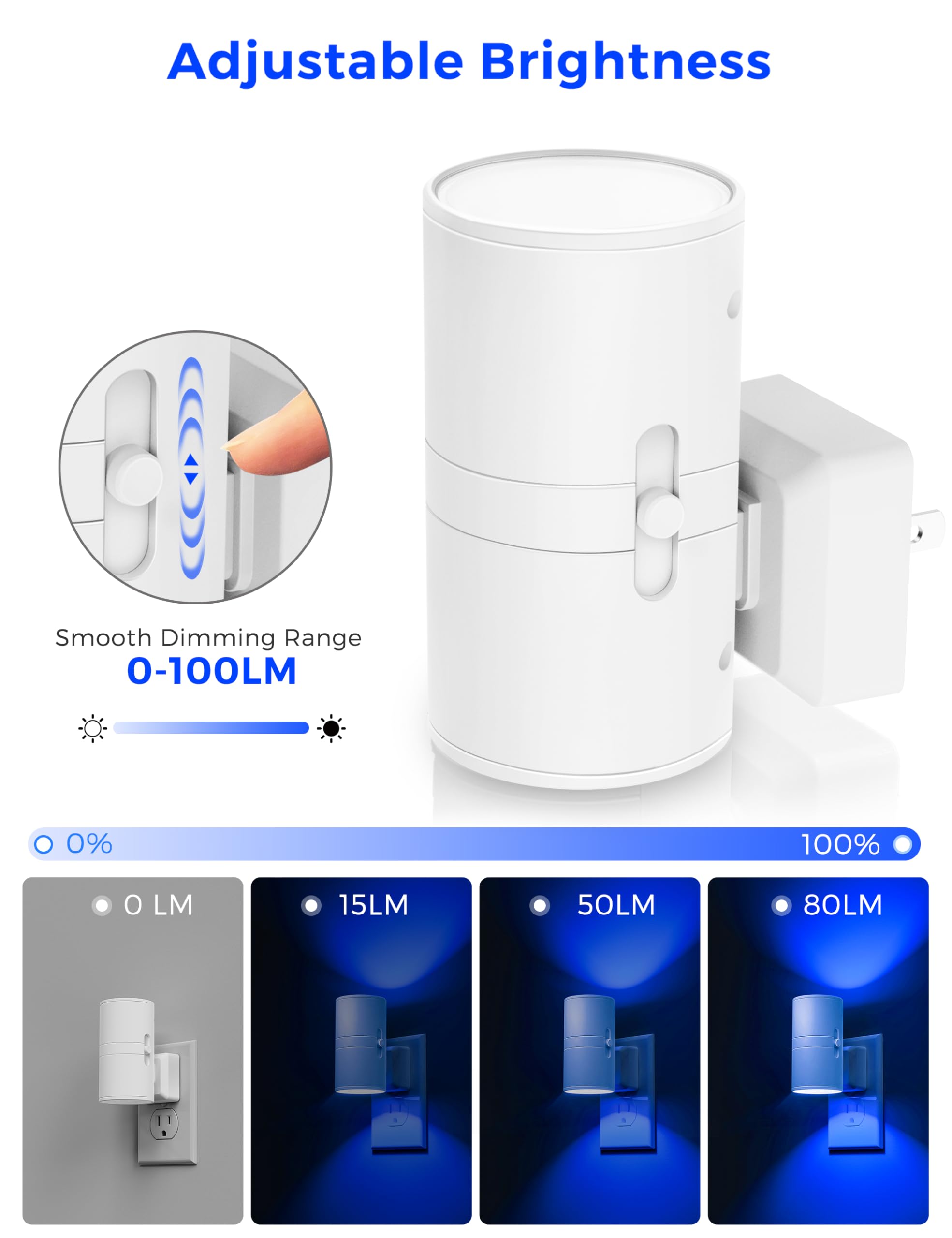 L Lohas Led Night Light, Bluey Night Light, Blue Night Lights Plug Into Wall, Light Sensor, Dimmable Night Light, Calm Blue Nigh