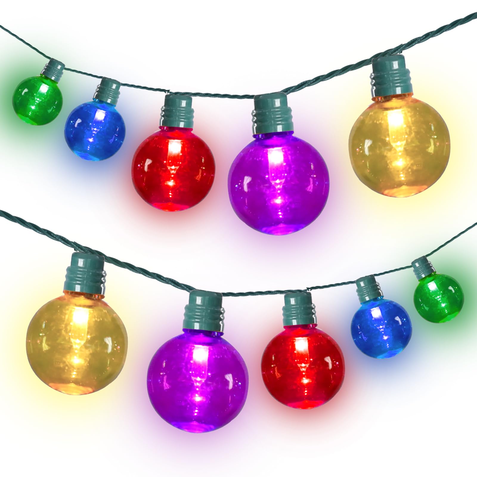 Afirst Outdoor String Lights, 21FT, Waterproof, 35 Shatterproof LED Bulbs, G40, Multicolor