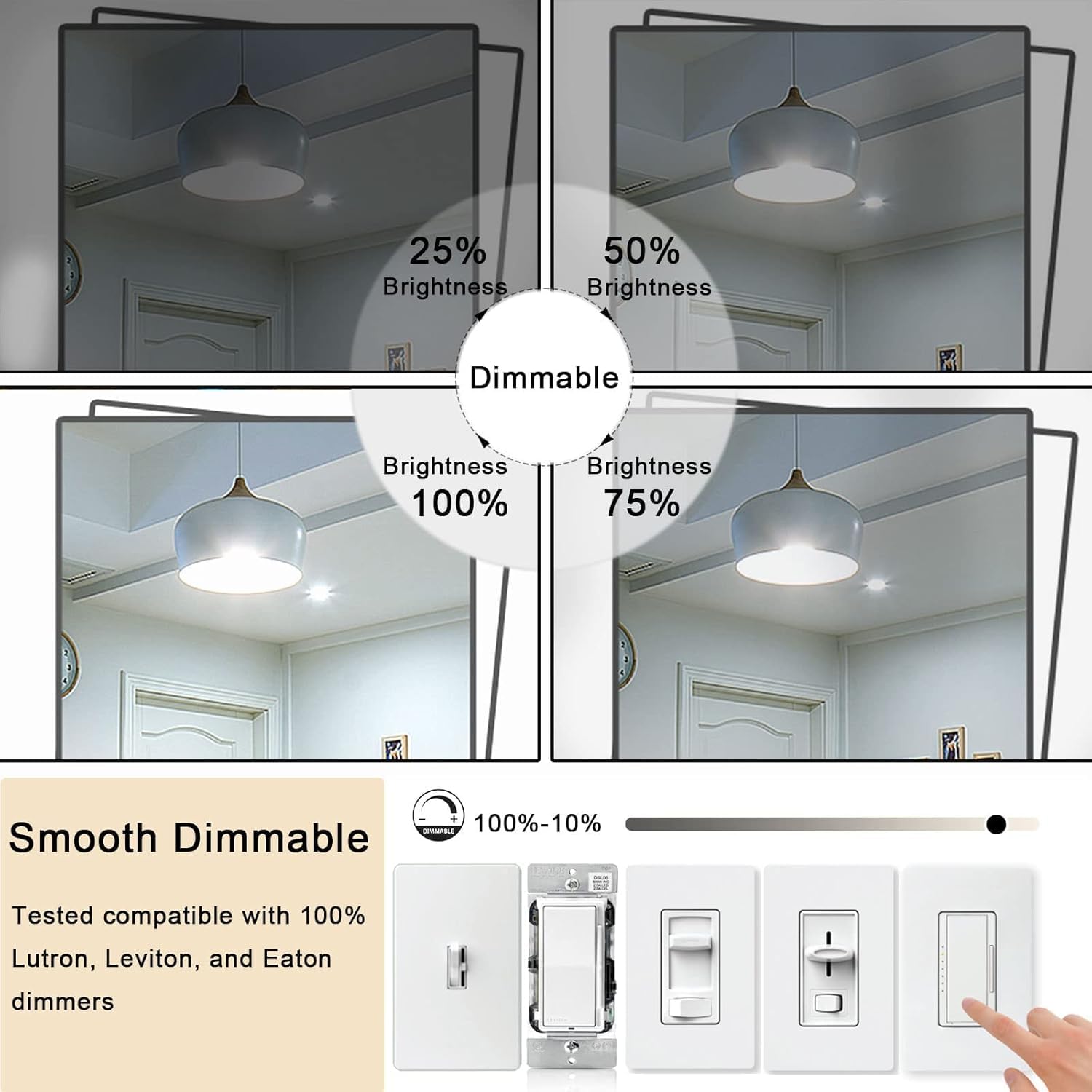 NOVELUX E26 LED Bulb 6W Dimmable 5000K Daylight Glass 7.3 Inch 2 Pack