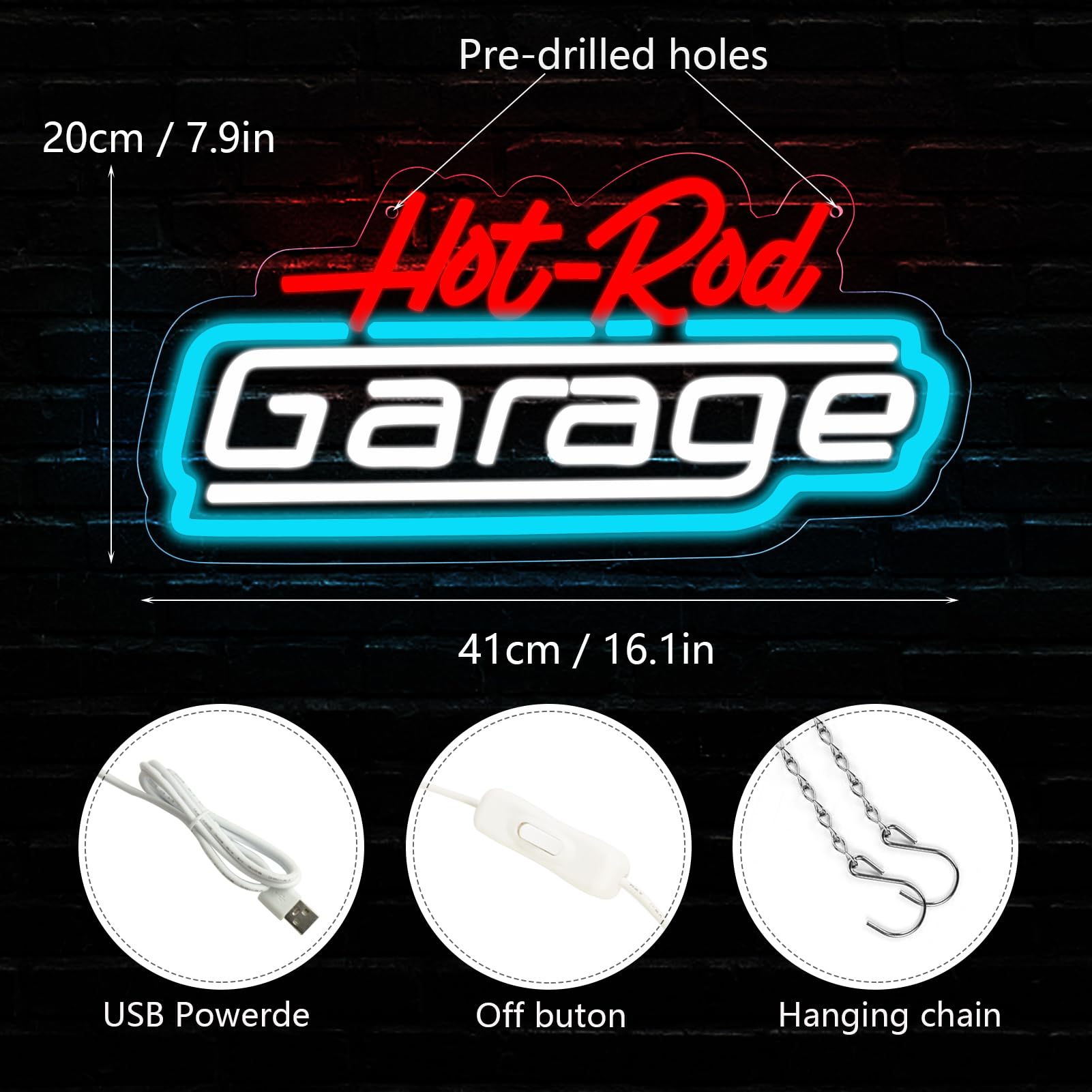 Pugna TV Garage Neon Signs for Wall Decor Neon Lights for Bedroom Led Business Signs Suitable for Man Cave Bar Pub Restaurant Ch